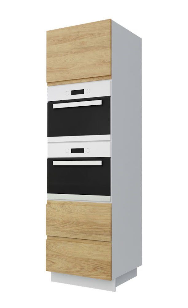 Feldmann-Wohnen Backofenumbauschrank Arezzo (1-St) 60cm Front- & Korpusfarbe wählbar grifflos 2 Schubladen (Vollauszug)