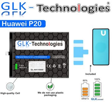 GLK-Technologies High Power Ersatz Akku für Huawei P20 / Honor 10 inkl. 2X Klebebandsätze Smartphone-Akku 3400 mAh (3,8 V)