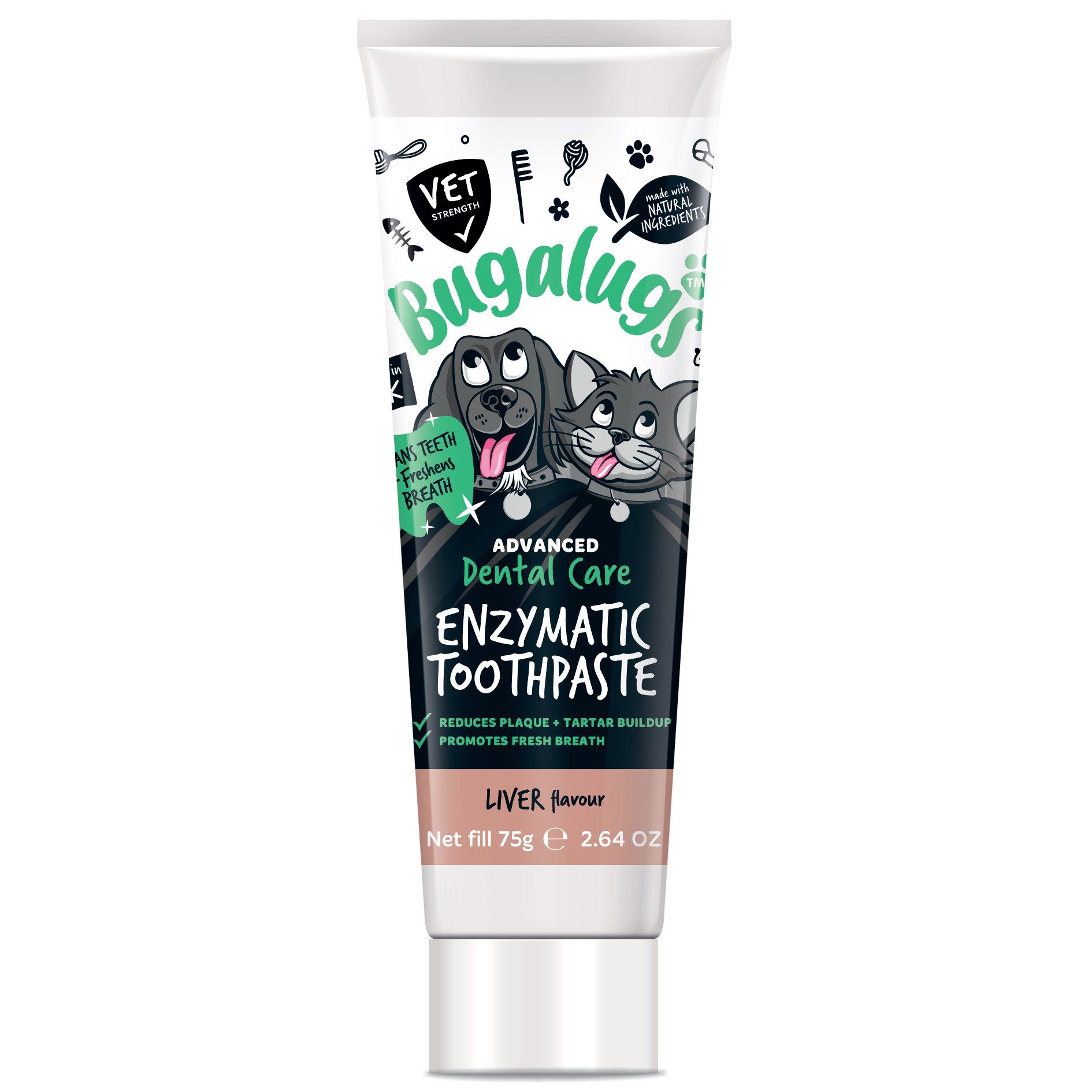 Tier-Zahncreme Bugalugs Enzymatische Zahnpasta 75g – Lebergeschmack für Hunde und