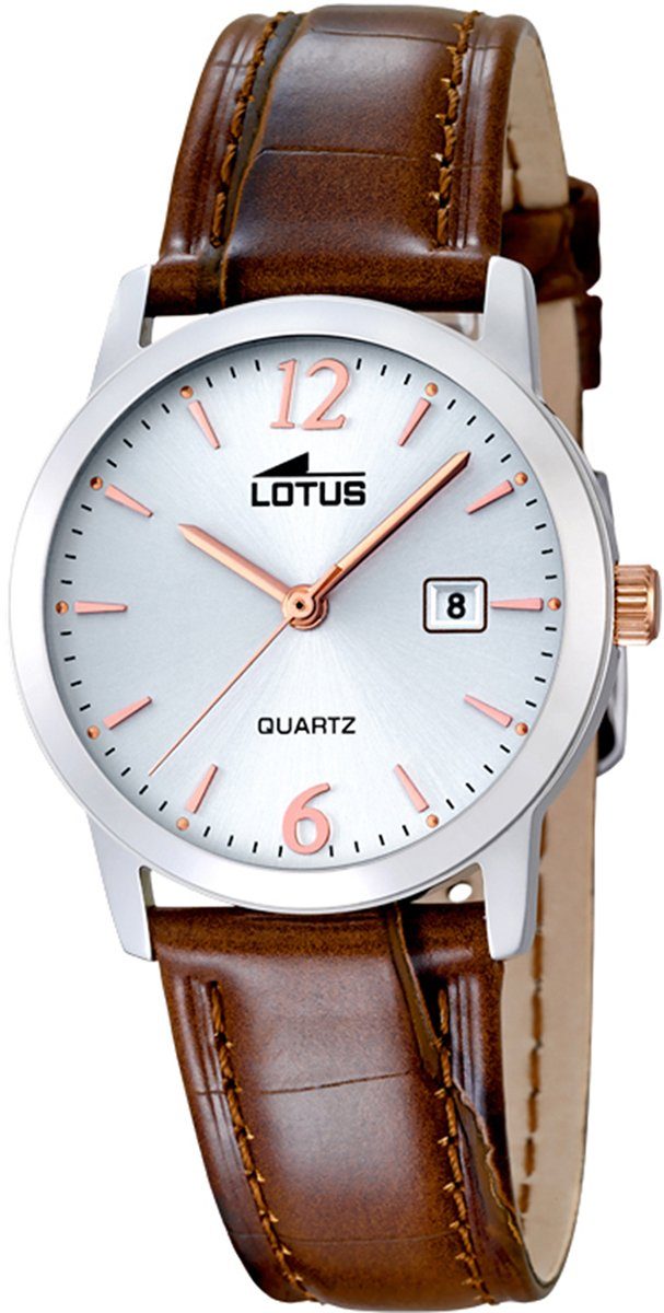 Lotus Quarzuhr Lotus Damen Uhr Elegant L18240/4 Leder, (Armbanduhr), Damen  Armbanduhr rund, Lederarmband helbraun