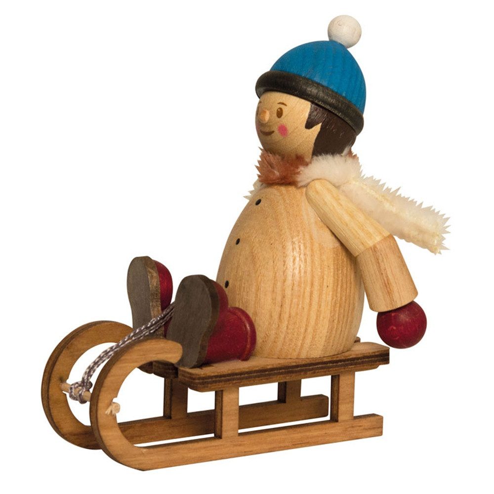 Kuhnert Dekofigur Mäxchen als Schlittenfahrer - ca. 12cm, hölzerne Аксессуары для дома mit winterlichem Motiv - Made in Germany