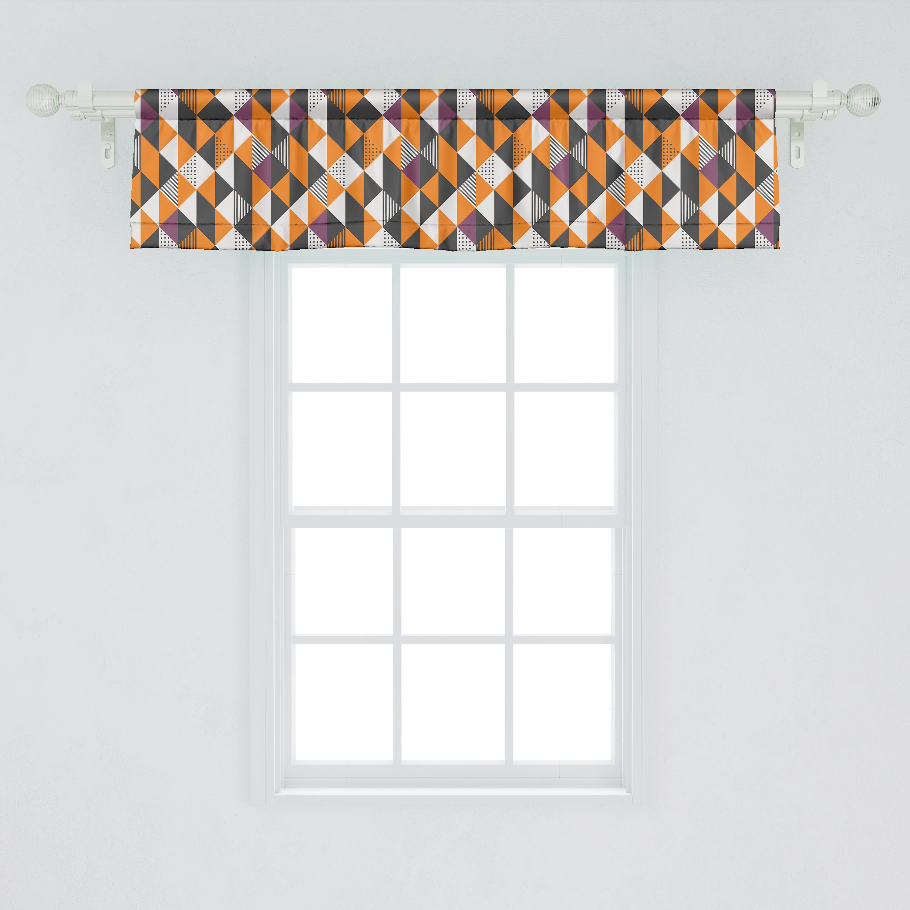 Scheibengardine Vorhang Volant für Stangentasche, Microfaser, mit Triangles Dekor Geometrisch Schlafzimmer Abakuhaus, Küche Kunst Bunte