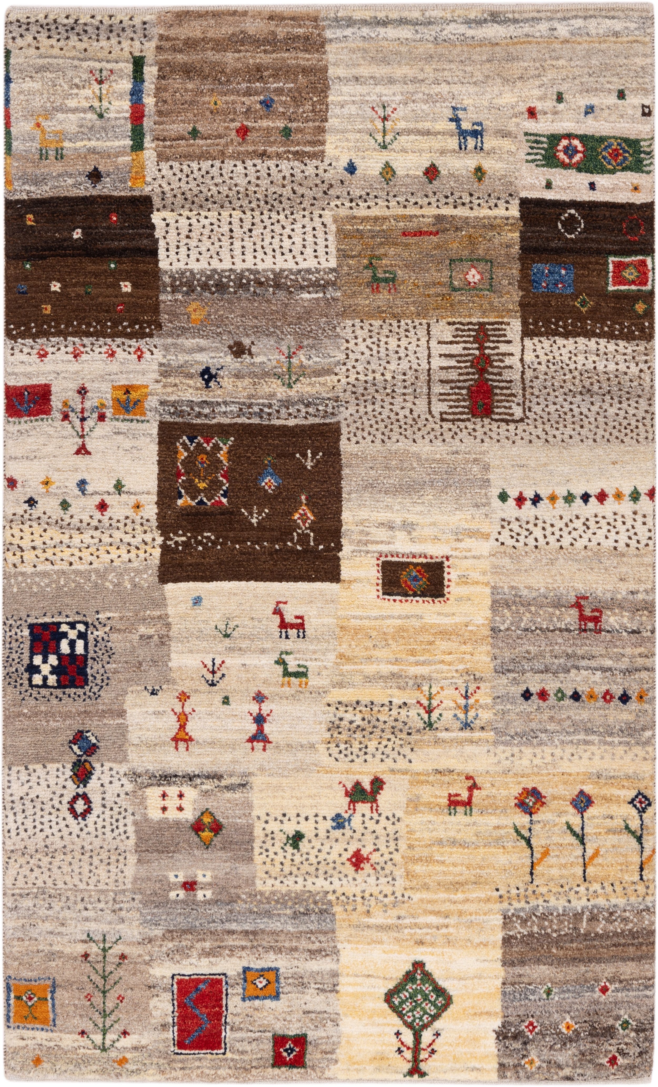 CABBEL Wollteppich Premium Perser Gabbeh Teppich Grau 92x153 cm, Rechteckig, Höhe: 20 mm, Handgeknüpftes Unikat aus 100% Wolle – langlebig und natürlich