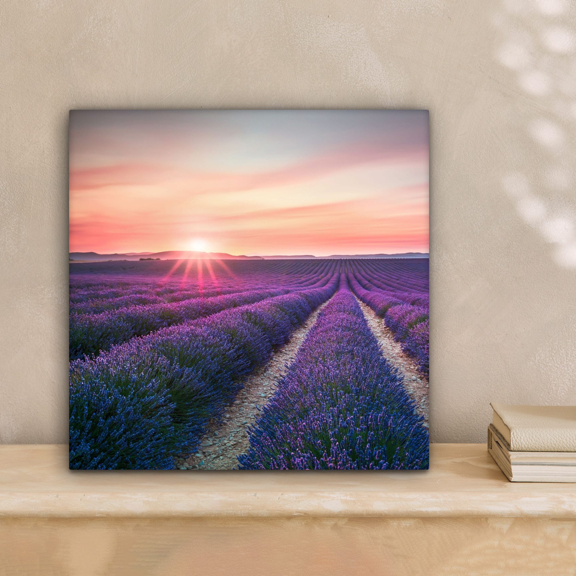 OneMillionCanvasses® Leinwandbild Lavendel - Lila - Blumen - Luft, Fotodruck (1 St), Wandbild, Deko Schlafzimmer Wohnzimmer Flur 20x20 cm