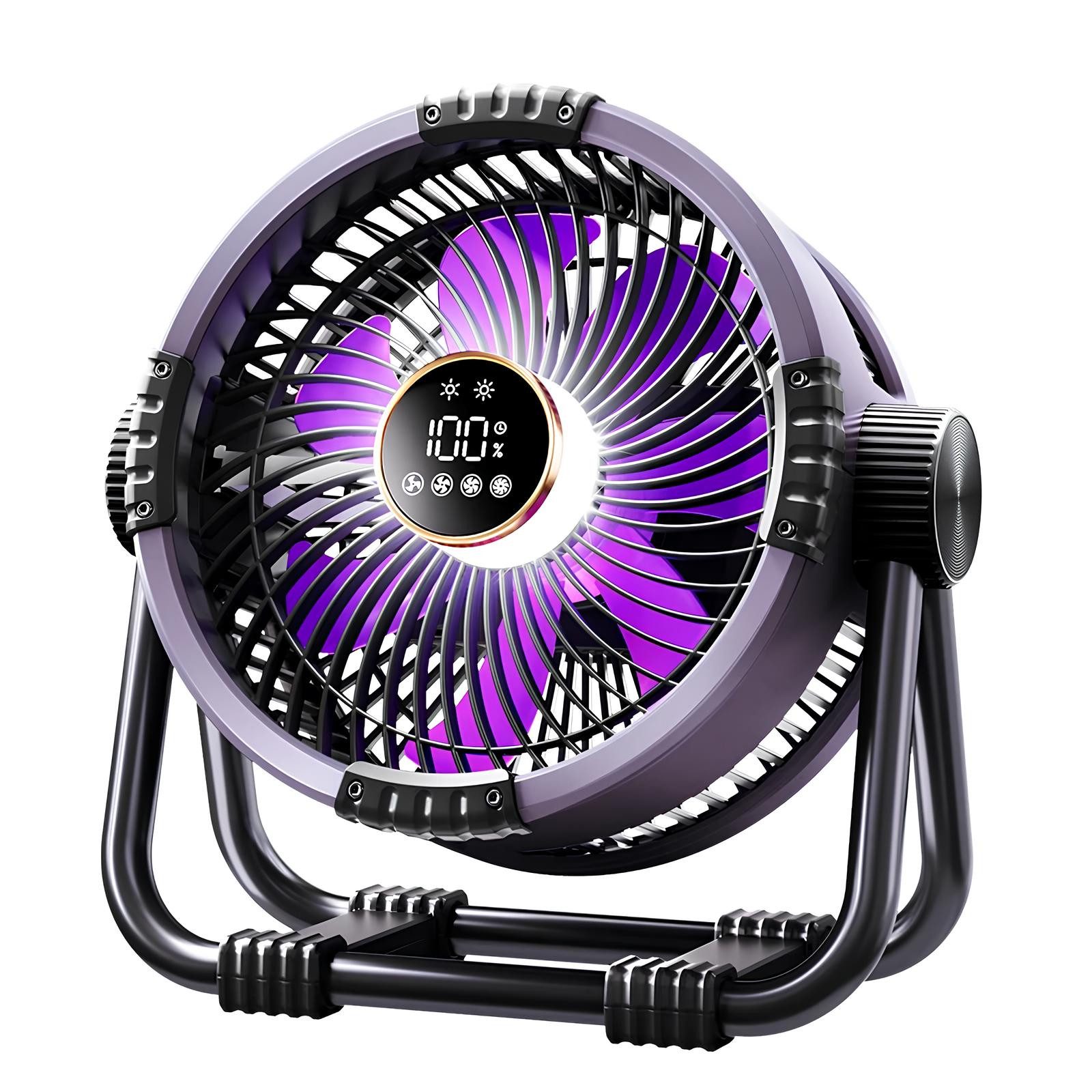 Athlix Bodenventilator Camping Ventilator Wiederaufladbar 20.000 mAh Outdoor Draußen, 100 Stunden Laufzeit, Fernbedienung, Licht, Powerbank