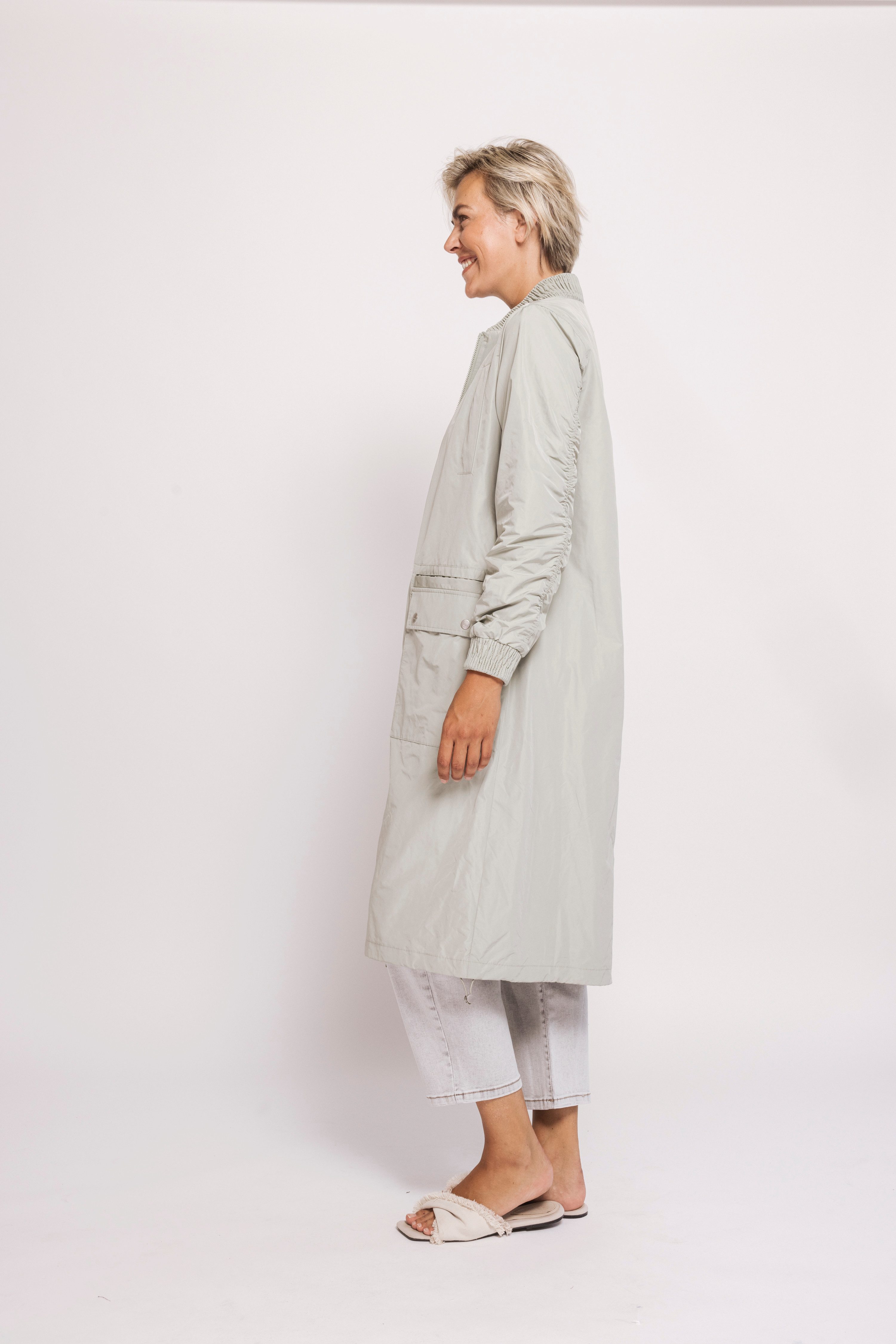 Zhrill Langmantel ZHPANTA Mantel Bomberstyle im Blouson-Look und mit Reißverschluss