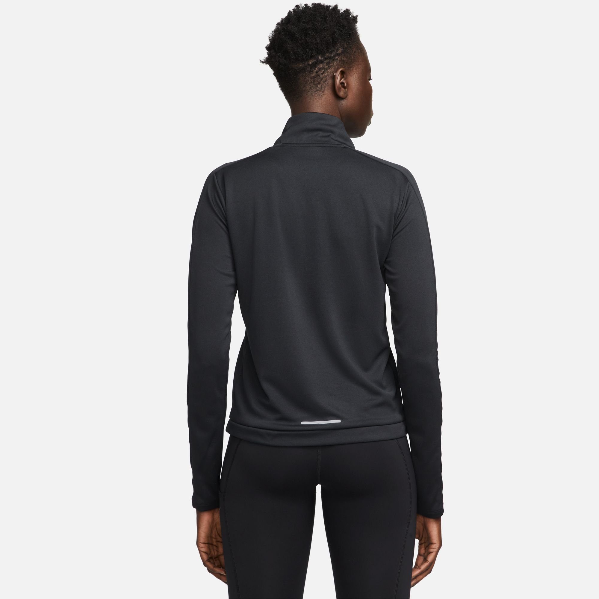 SILV DRI-FIT BLACK/REFLECTIVE 1/-ZIP PACER PULLOVER Nike Laufshirt WOMEN'S