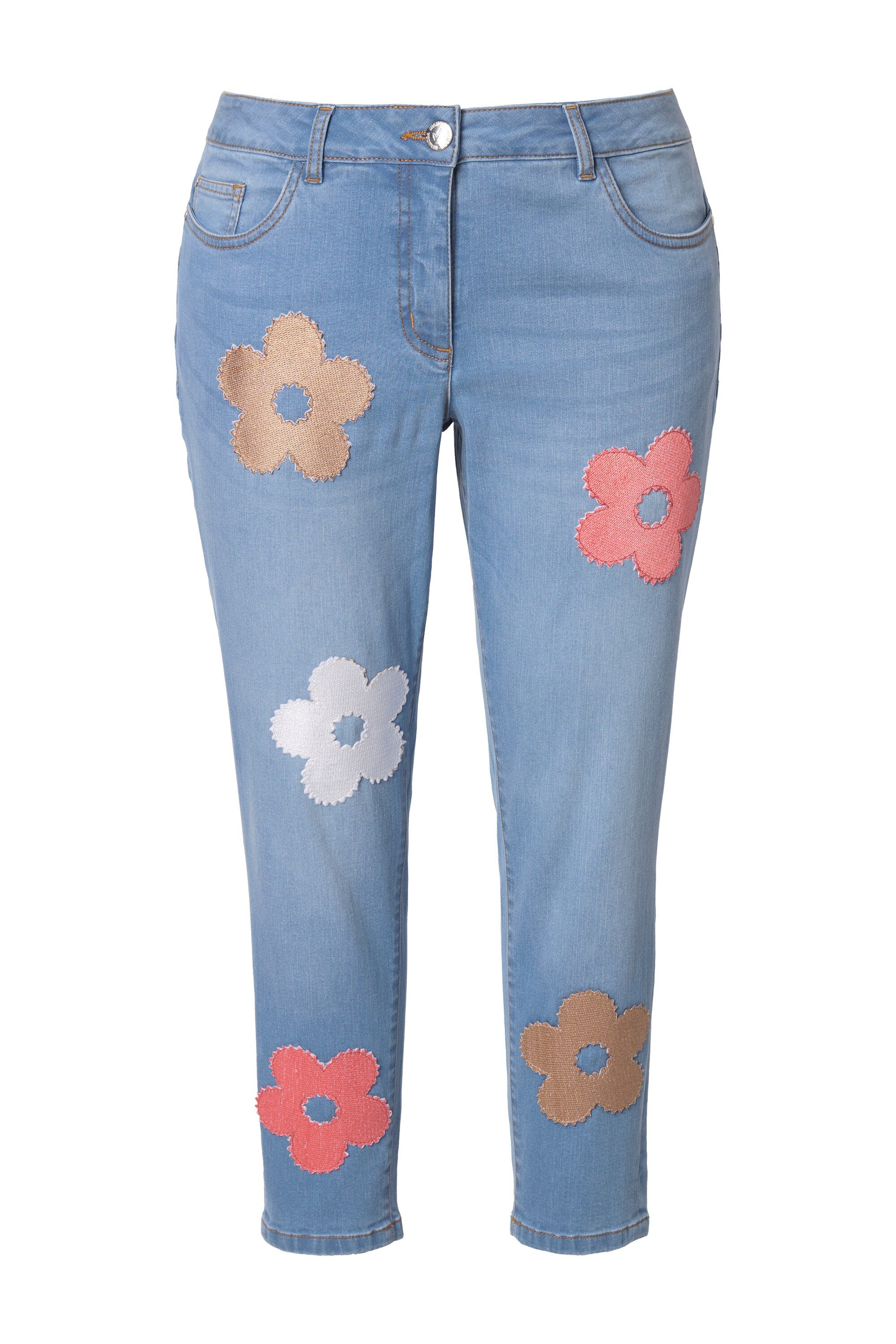 MIAMODA Regular-fit-Jeans Skinny-Jeans 3D-Blüten 5-Pocket günstig online kaufen