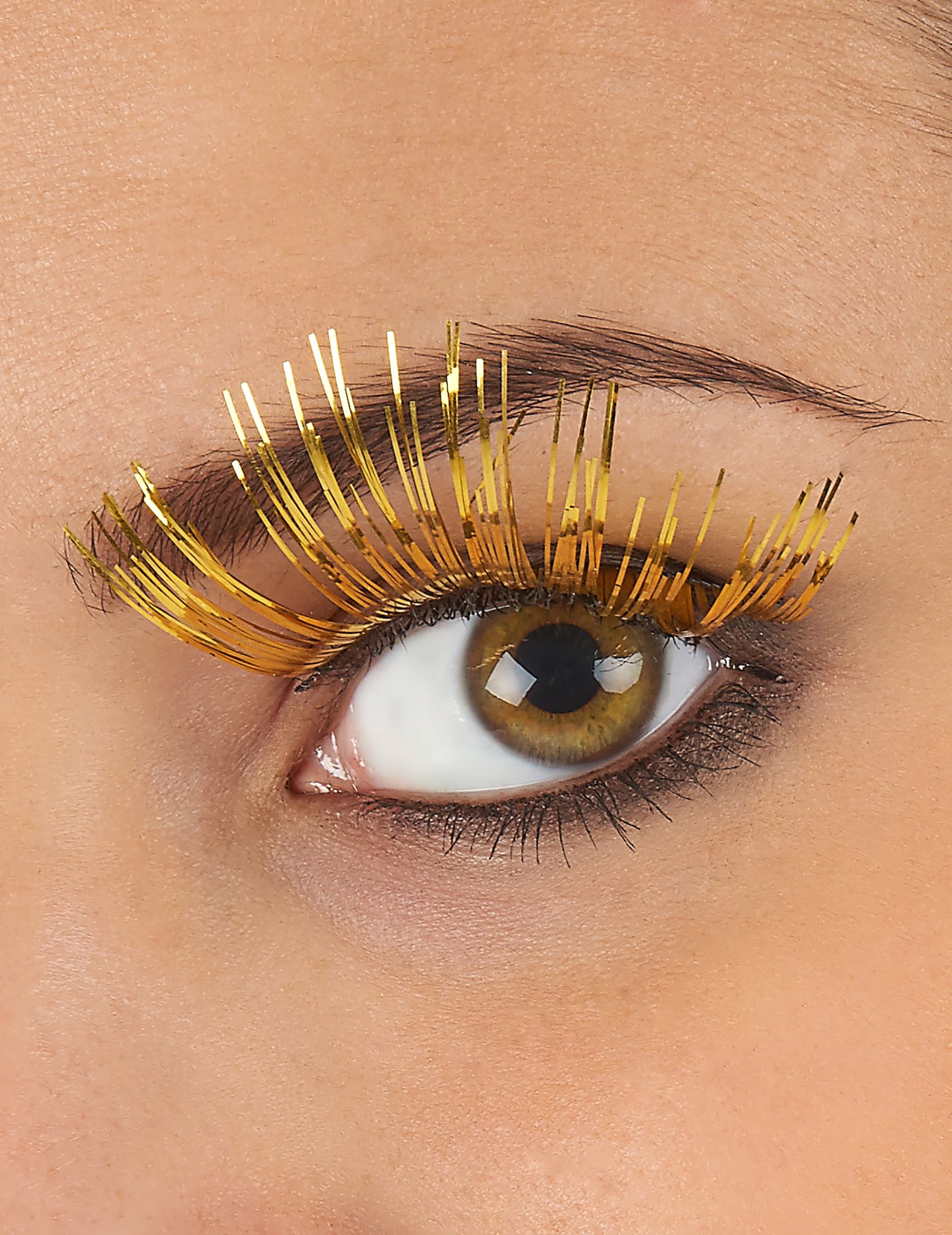 PartyPro Kostüm Lange glänzende Wimpern Kunstwimpern gold