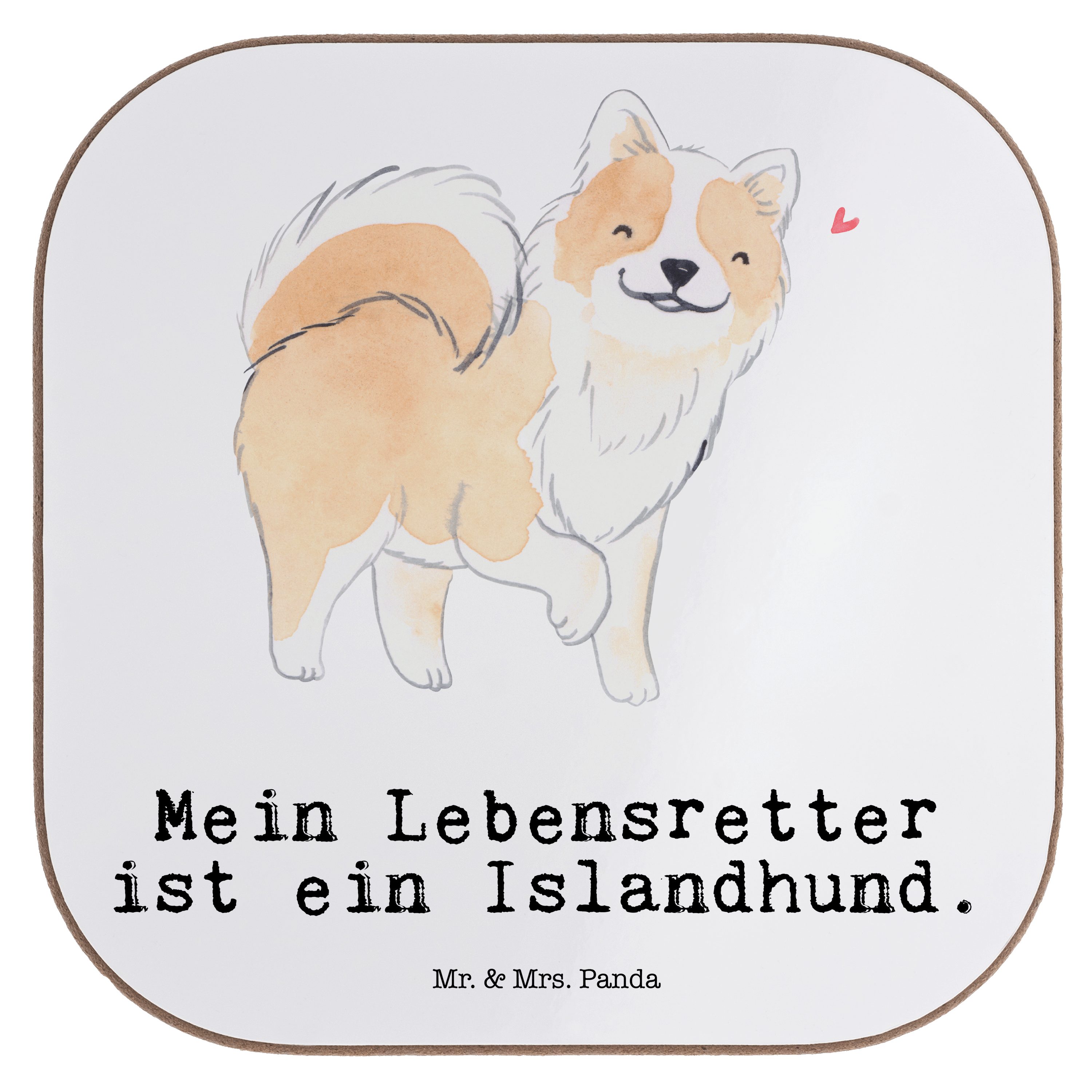 Mr. & Mrs. Panda Getränkeuntersetzer Islandhund Lebensretter - Weiß - Geschenk, Getränkeuntersetzer, Tierf, 1-tlg.