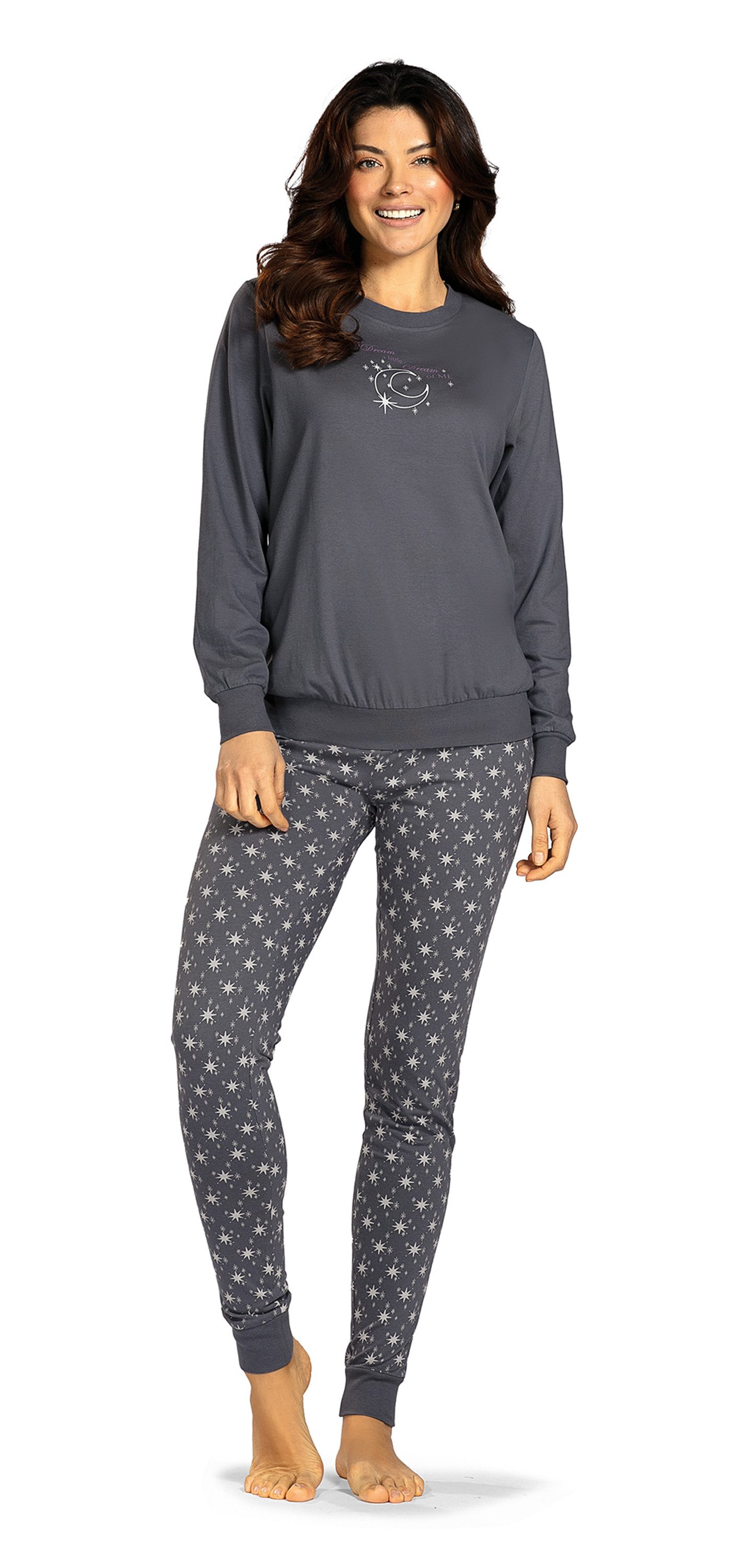 comtessa Schlafanzug Comtessa Damen Schlafanzug Langarm Bündchen Mond Smoke günstig online kaufen