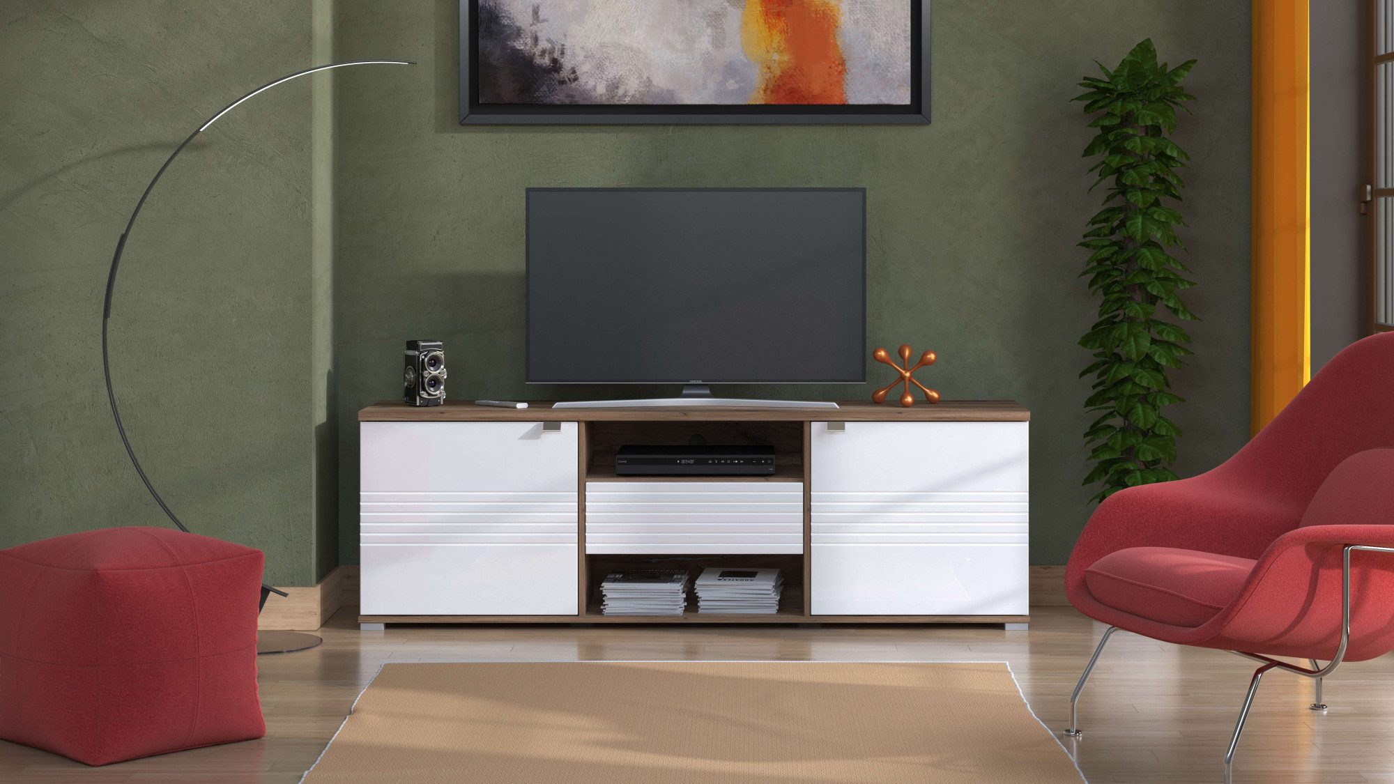 Home affaire Lowboard Grenoble TV-Lowboard, Breite 176 cm, TV-Schrank, TV-Ständer, TV-Kommode in trendigen Farben, mit viel Stauraum