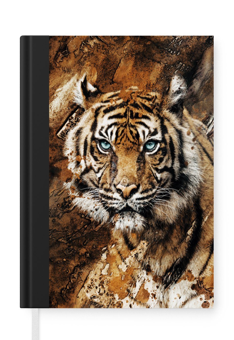 MuchoWow Notizbuch Tiger - Gemälde - Kopf, Journal, Merkzettel, Tagebuch, Notizheft, A5, 98 Seiten, Haushaltsbuch