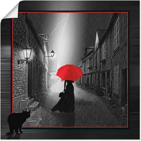 Artland Wandbild Die Frau mit dem roten Schirm 2, Frau (1 St), als Leinwandbild, Poster, Wandaufkleber in verschied. Größen