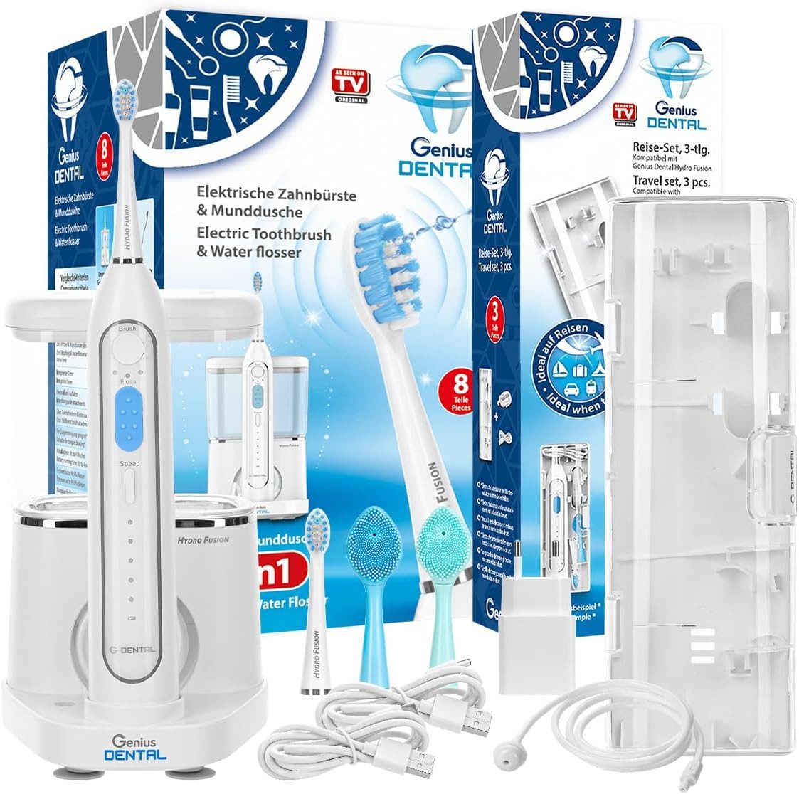 Elektrische Zahnbürste Elektrische Zahnbürste inkl. Munddusche 13tlg Genius Dental Hydro