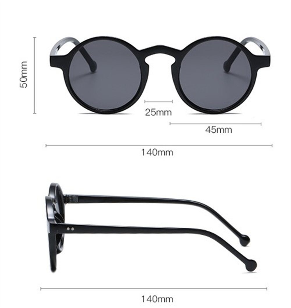 UV Sonnenbrille Schutz Schwarz Sonnenbrille Sonnenbrille Köper Retro Runde mit Unisex