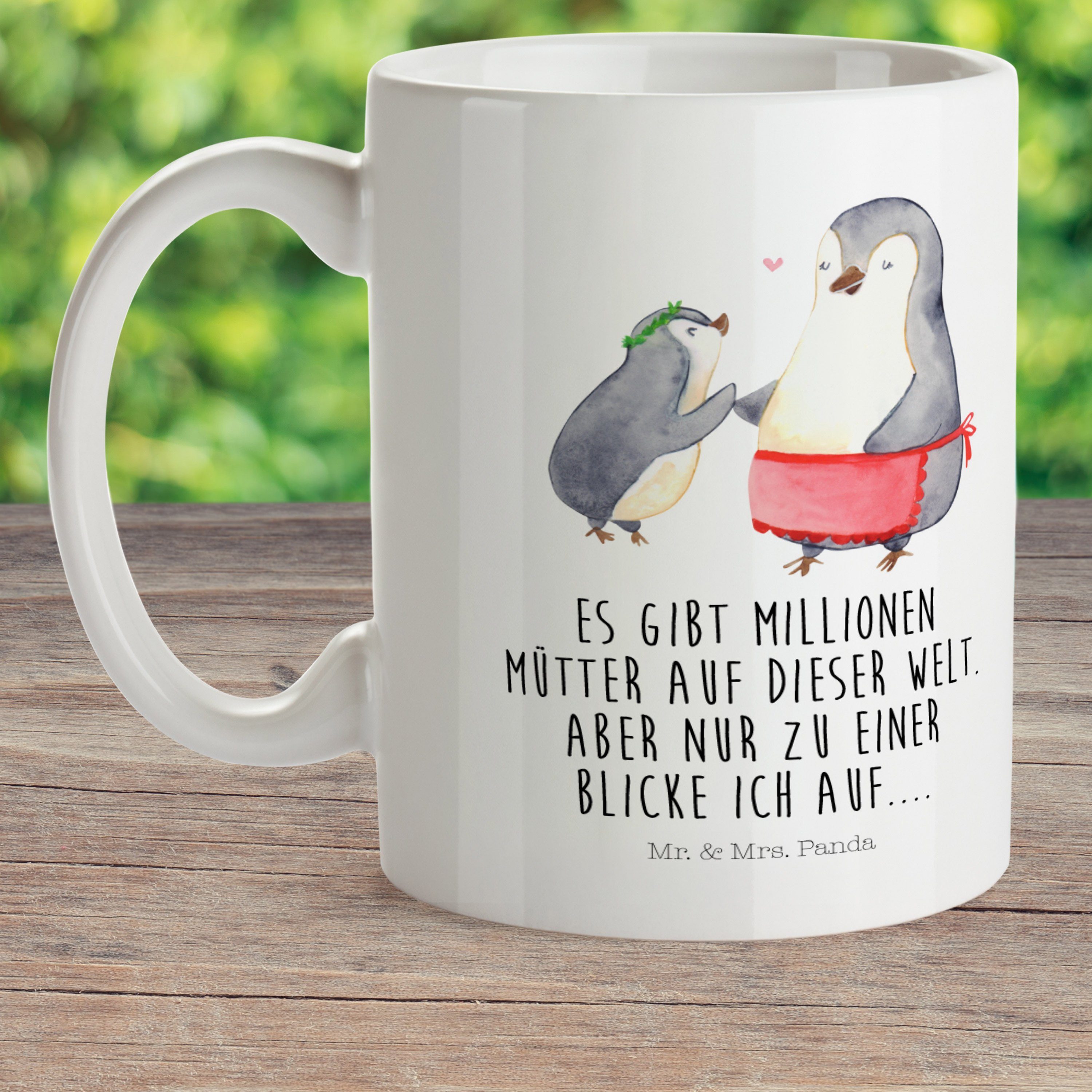 & Kind Muttertag, Pinguin Panda Kunststoff - Geschenk, mit Weiß - Schw, Kinderbecher Mr. Mama, Mrs. Mami, Danke