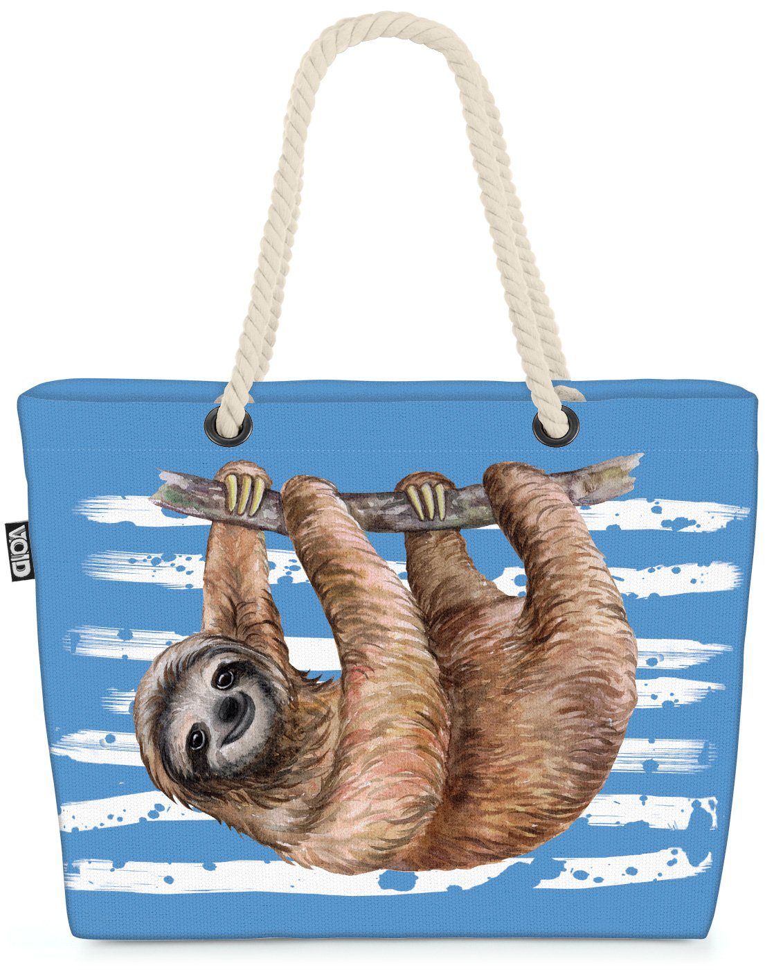VOID Strandtasche (1-tlg), Faultier Shopper Tropen Sommer Faul Tier Beach Bag Regenwald Safari blau