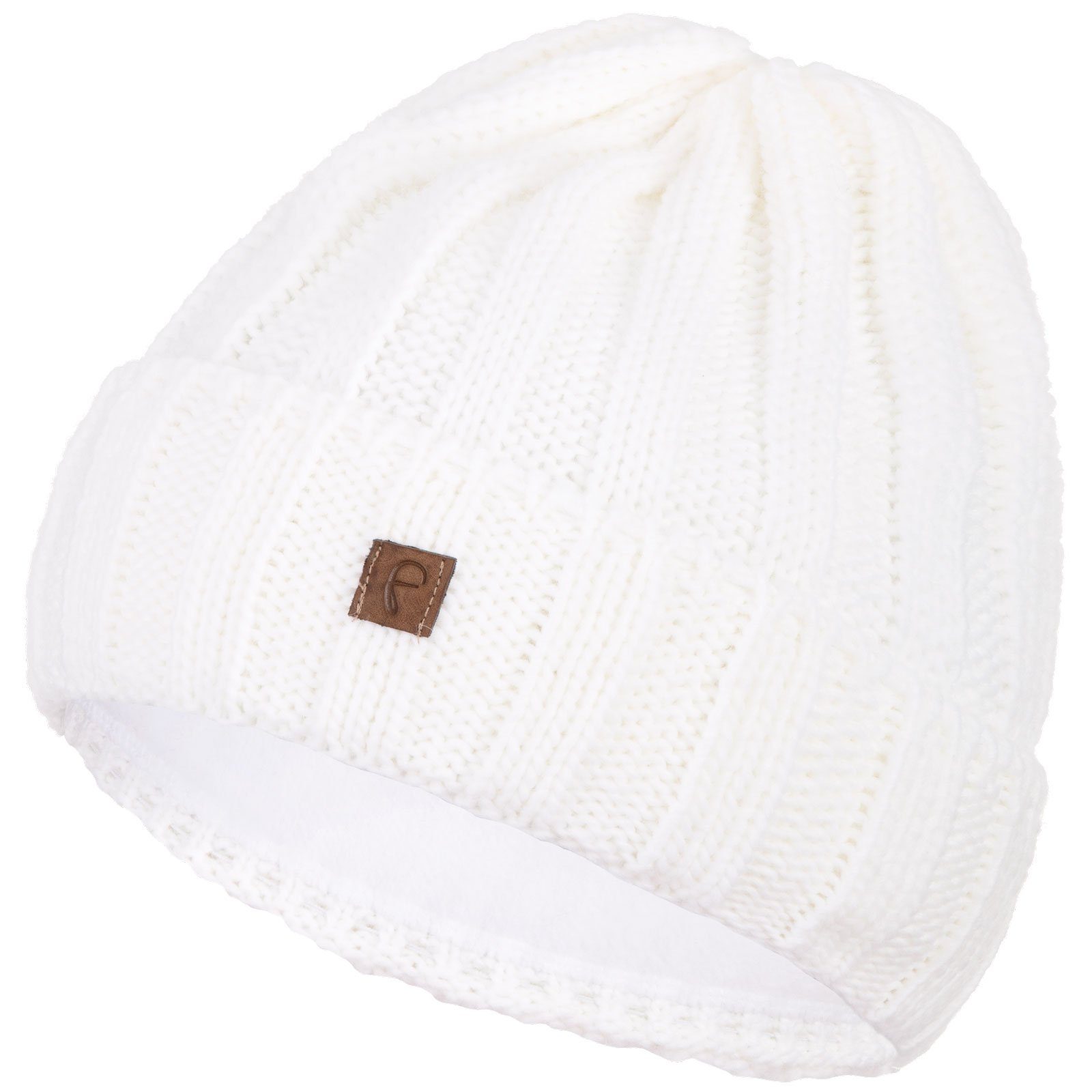 Faera Strickmütze (1-St) Wintermütze Mütze gefüttert Grobstrick Winter Beanie Herren Damen weiß | Strickmützen