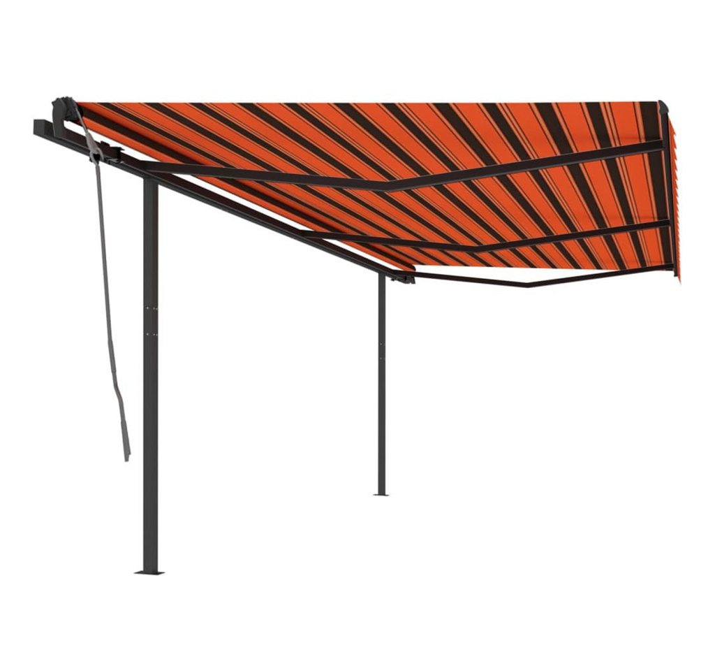 Thumbnail - vidaXL Markise Sonnenschutz Manuell Einziehbar mit Pfosten 6x3 m Orange Braun