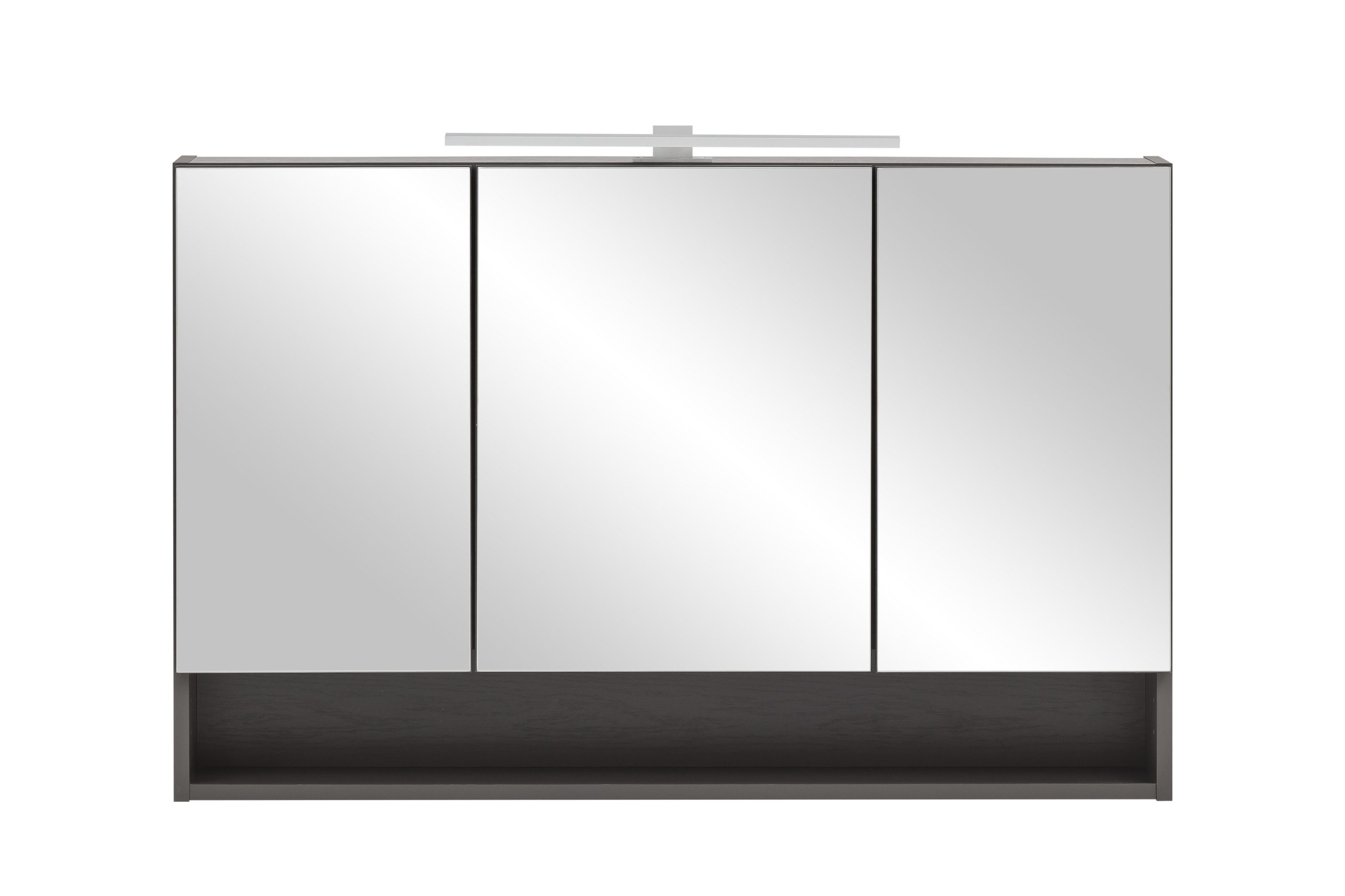 HELD MÖBEL Badezimmerspiegelschrank in graphit mit 3 Türen und 6 Einlegeböden (B/H/T: 100x64x20 cm)