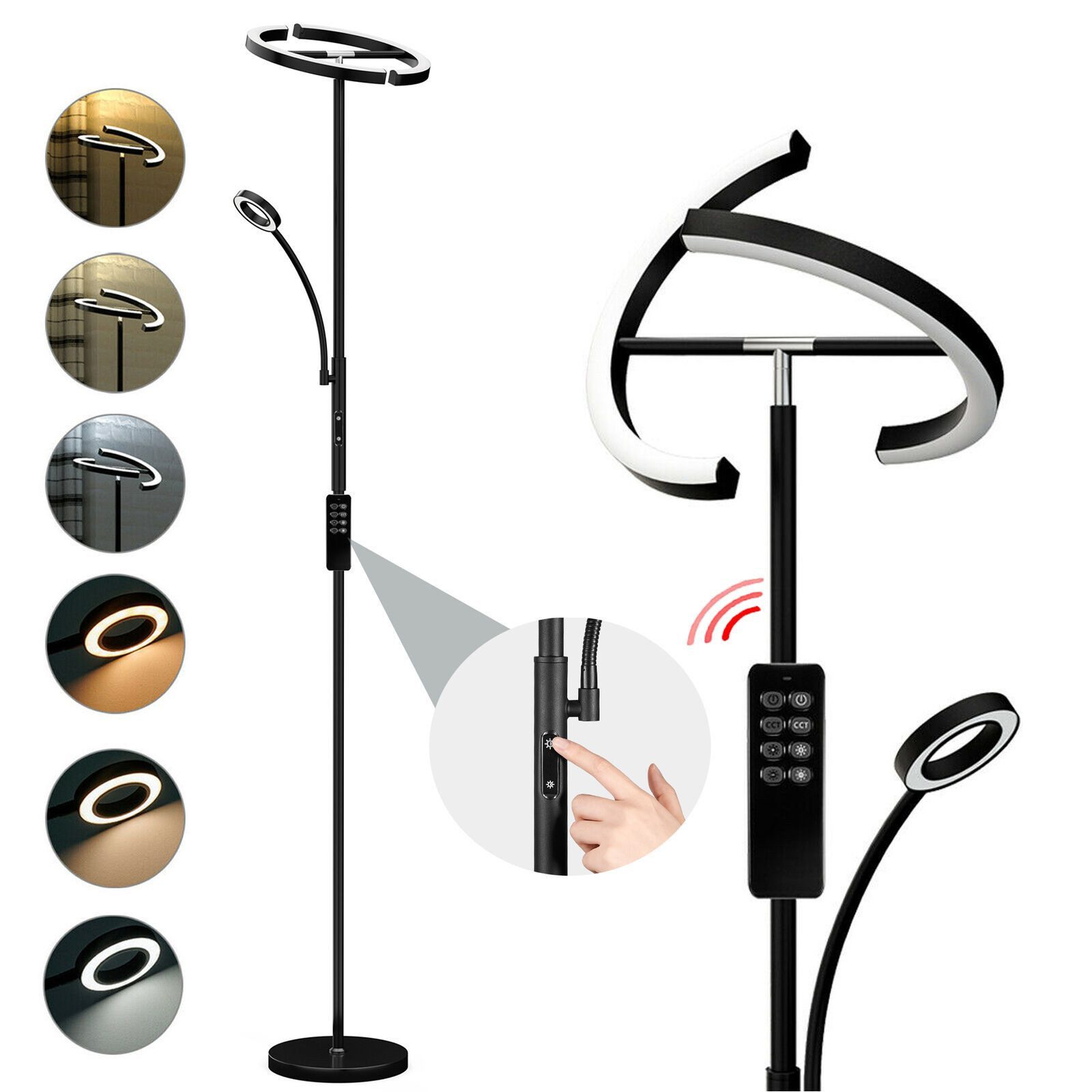 LED Stehlampe 175cm LED Stehleuchte Dimmbar Leselampe mit Fernbedienung Deckenfluter