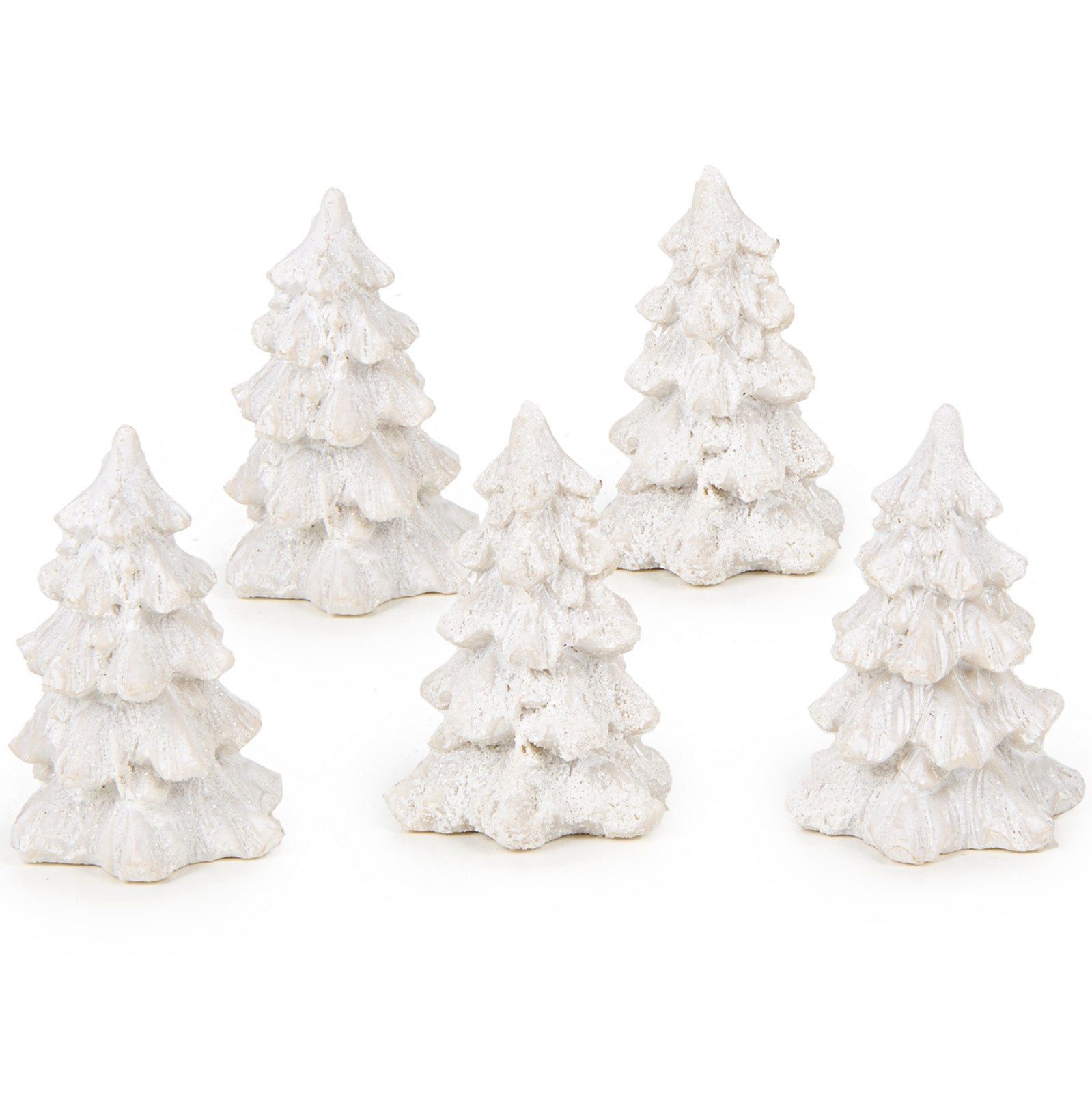 Logbuch-Verlag Dekofigur 5 kleine Weihnachtsbaum Figuren weiß - Winter Weihnachten Deko 4,5 cm