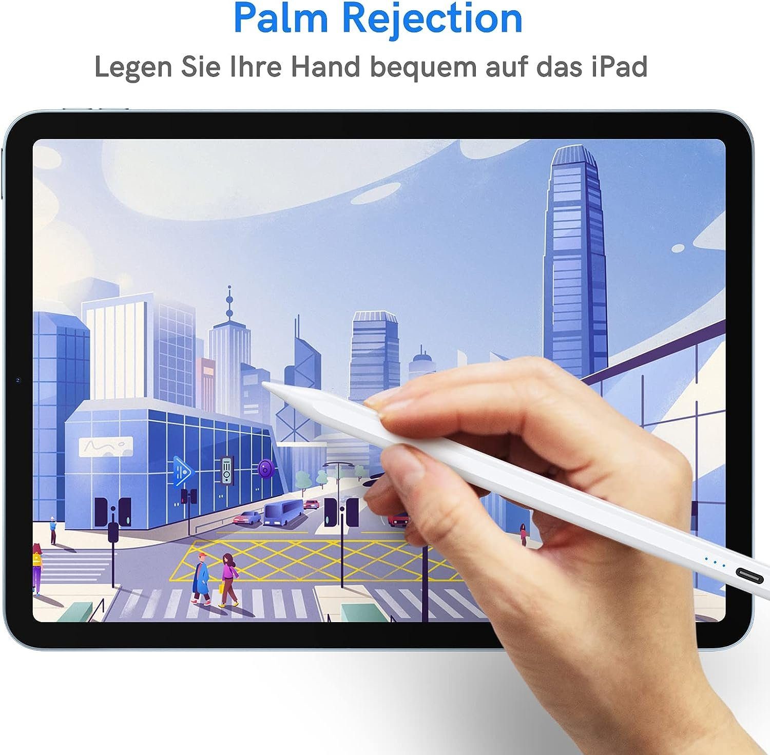 REDOM Eingabestift f. iPad Pen (Hochpräzise iPad Apple 2018-2023 Mini Stift Neigungsempfindlich) Kompatibel Touchstift iPad Pen Pencil iPad Touchscreen Air mit iPad Pro 3 Stylus Handflächenerkennung LED-Anzeige Magnetisches