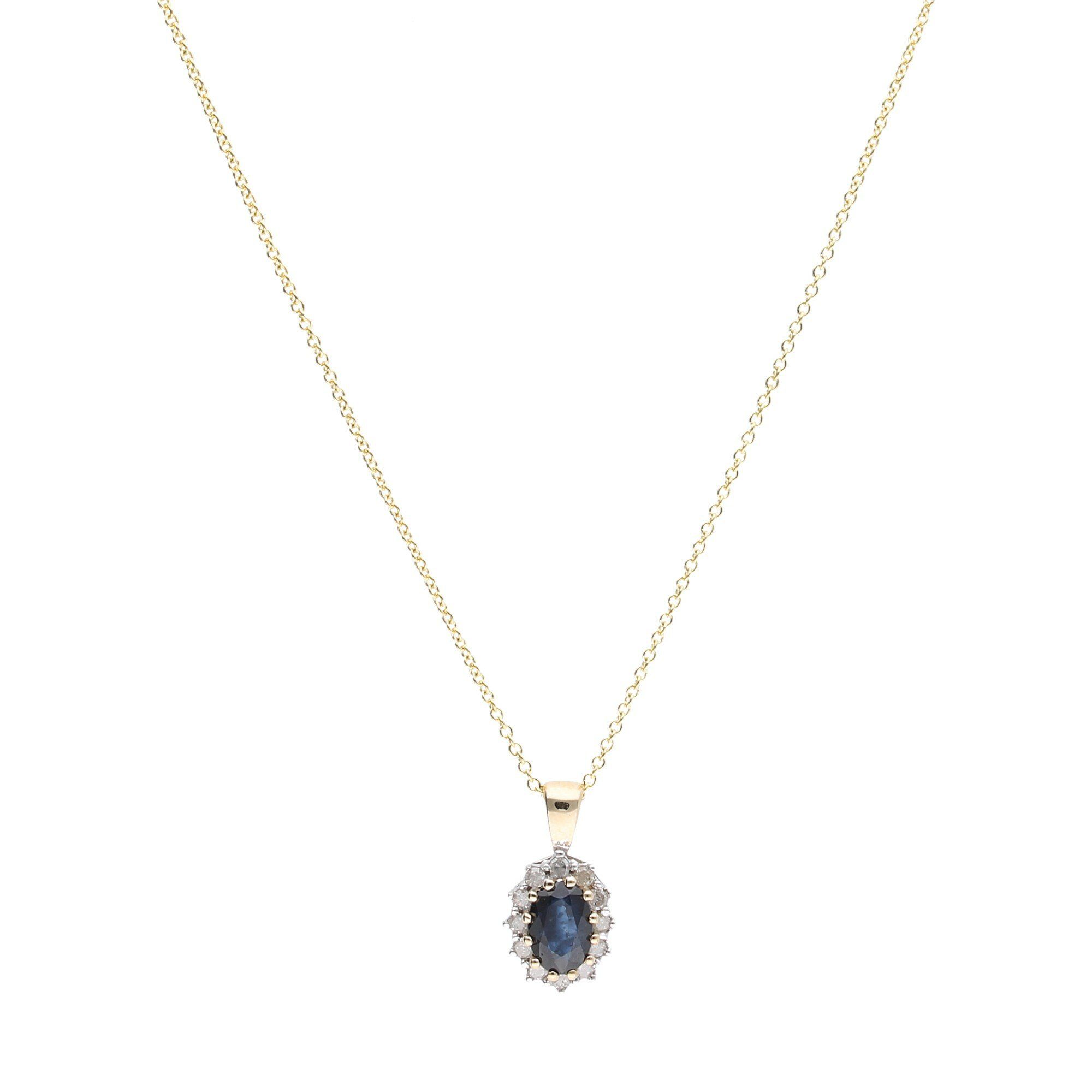 Luigi Merano Kette mit Anhänger Safir und Diamanten, Gold 585