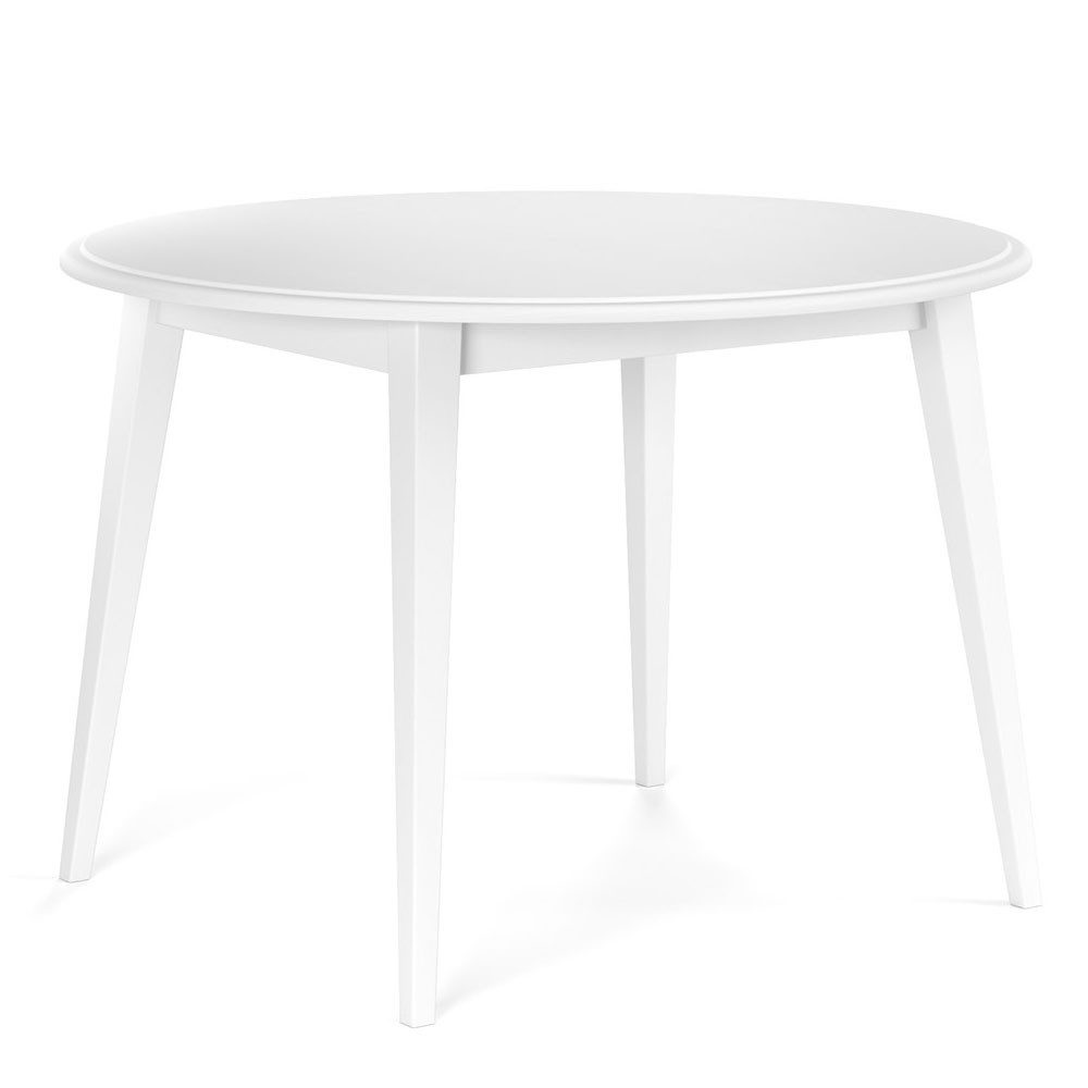 Feldmann-Wohnen Esstisch Belluno Elegante (runde Tischplatte, 1-St., moderne Optik, runde Tischplatte), 90x90x74,5cm Massivholz Kiefer weiß lackiert ausziehbar