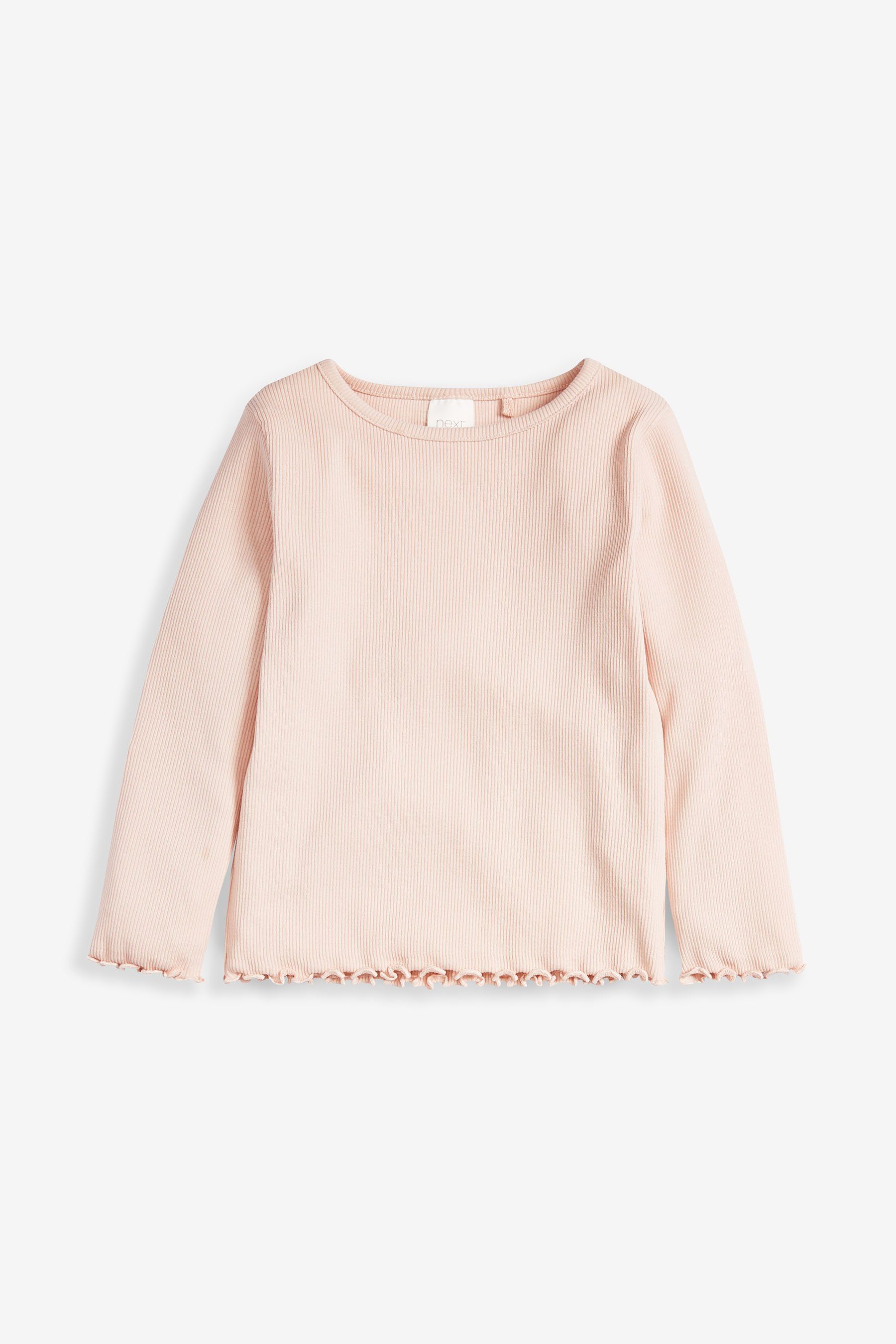 Next Langarmshirt Langärmeliges Feinripp-Shirt (1-tlg) Pale Pink