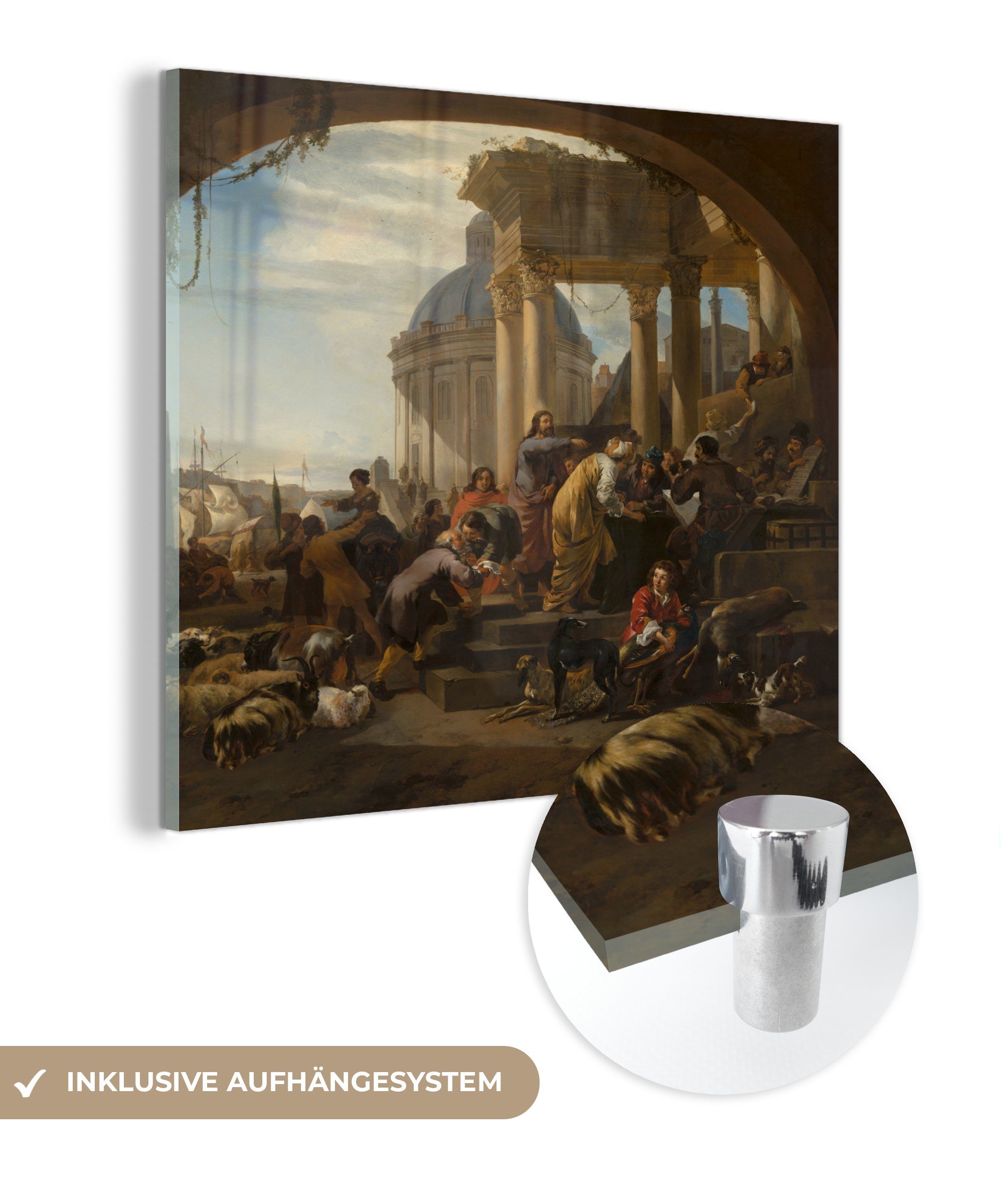 MuchoWow Acrylglasbild Die Berufung des Matthäus - Nicolaes Pietersz Berchem, (1 St), Glasbilder - Bilder auf Glas Wandbild - Foto auf Glas - Wanddekoration