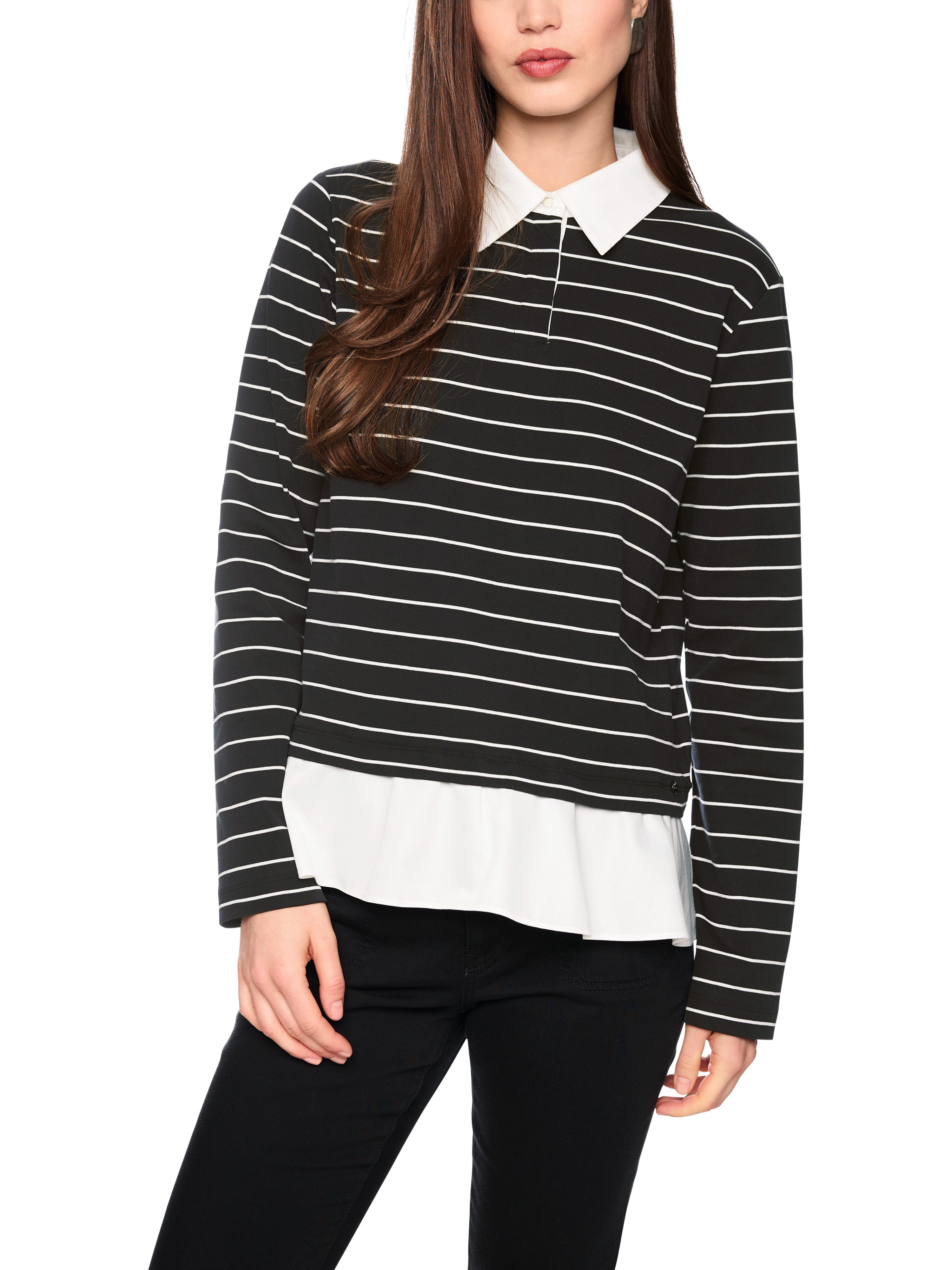 Marc Cain Langarmshirt Urban Office Premium Damenmode mit Hemdblusen-Details