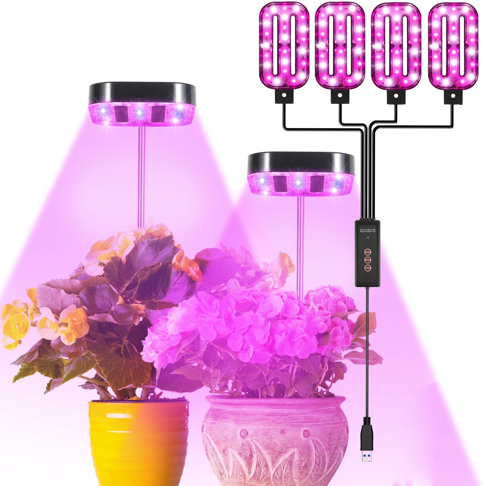 Sunicol Pflanzenlampe LED Vollspektrum, 1/2/4 Köpfe günstig online kaufen