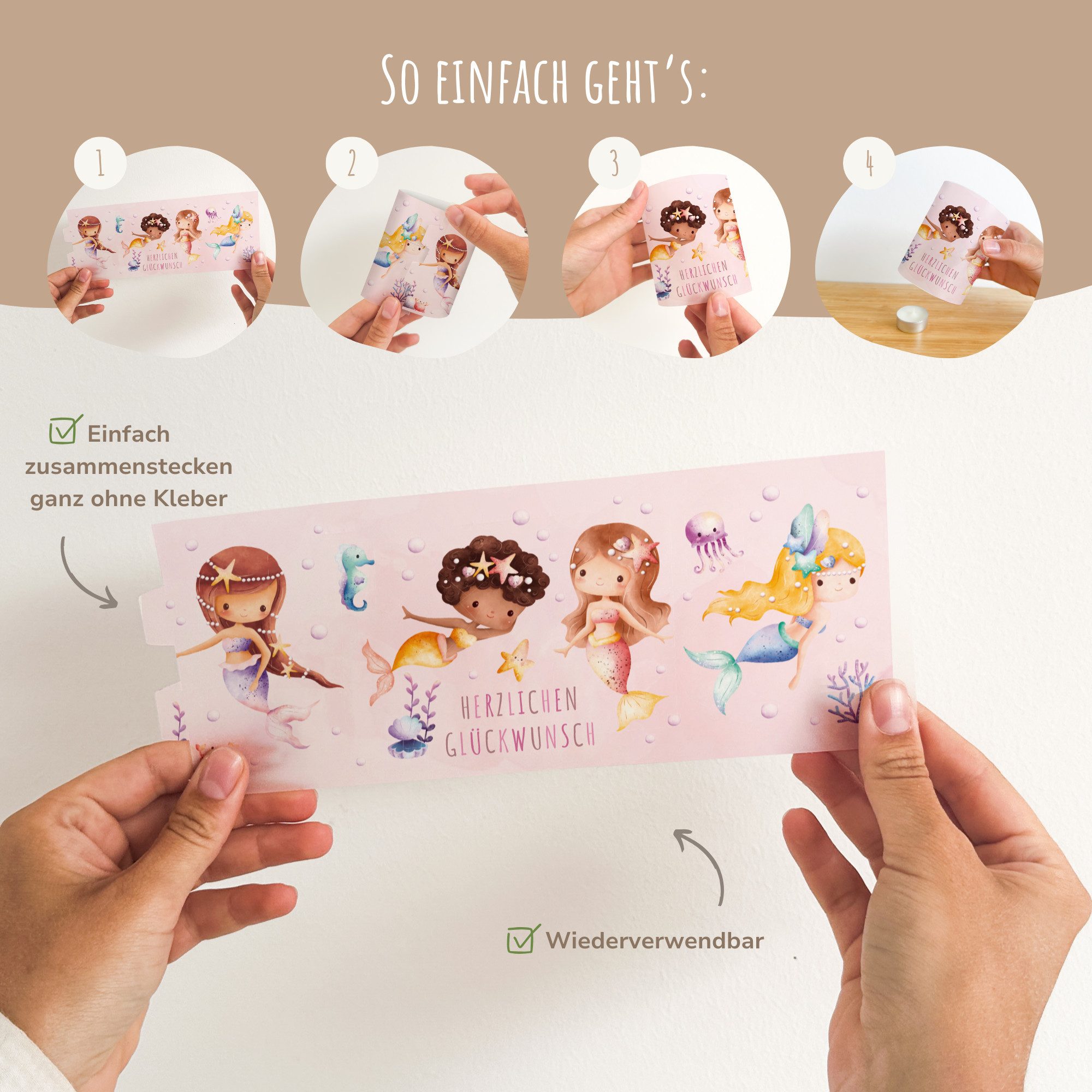 MeinBaby123® Papierdekoration 10 Kindergeburtstag Windlichthüllen, Teelicht Banderolen, Kindergeburtstag Deko, Party Deko Mädchen, Party Deko Jungs