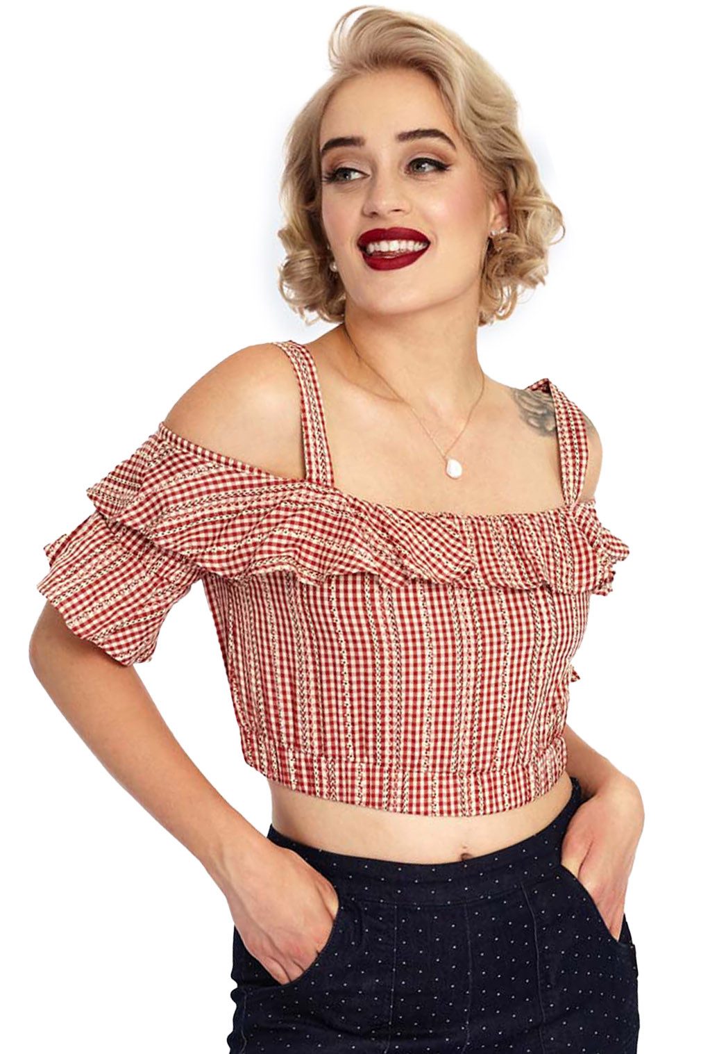 Voodoo Vixen Crop-Top Sophia Gingham Vintage günstig online kaufen
