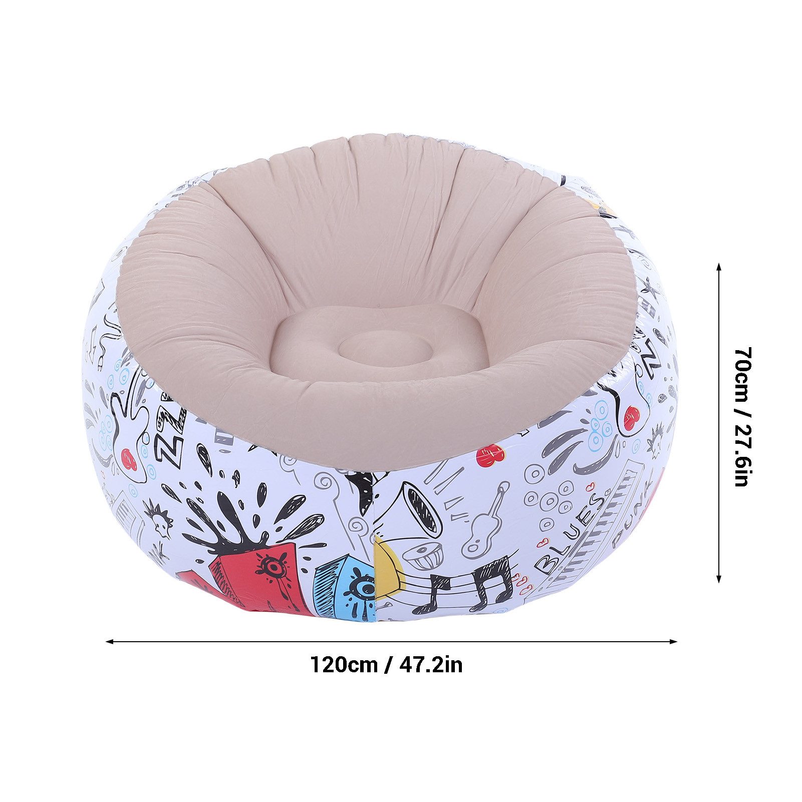 GARRYFIZH Sitzsack Intex-Style Sitzsack aufblasbar: Graffiti-Design, Beflockt, Outdoor, Ergonomisches Air-Sofa mit Soft-Touch Beflockung für In- & Outdoor