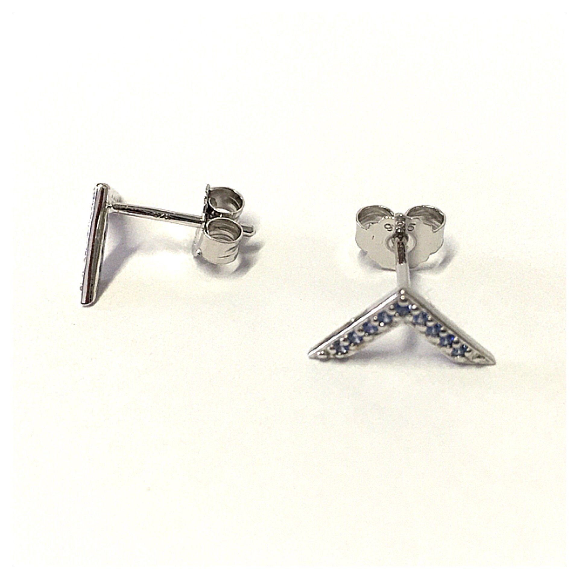 Edelschmiede925 Ohrstecker-Set Edelschmiede925 Ohrstecker in V - Form 925 Silber Zirkonia blau