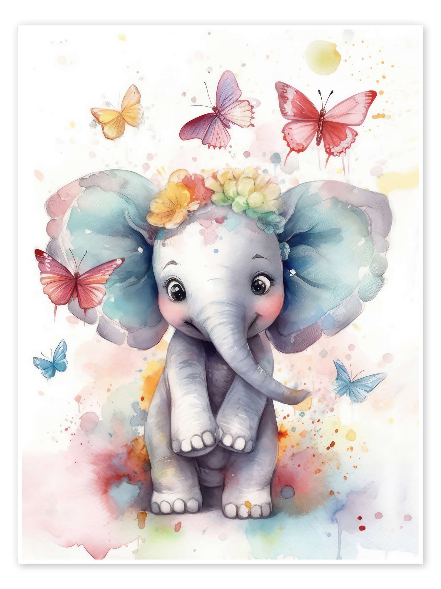 Posterlounge Poster Dolphins DreamDesign, Niedlicher Babyelefant günstig online kaufen
