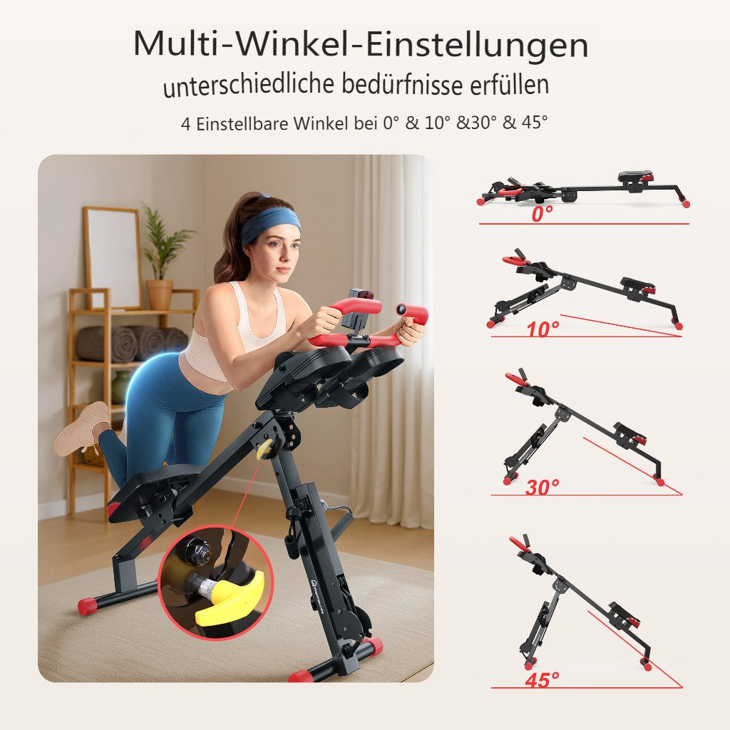 Insma Rudergerät 4-in-1 Rudergerät mit LCD-Display (Heimtrainer für Ganzkörpertraining), 4 Höhenstufen und 4 Neigungswinkeln einstellbar, klappbar