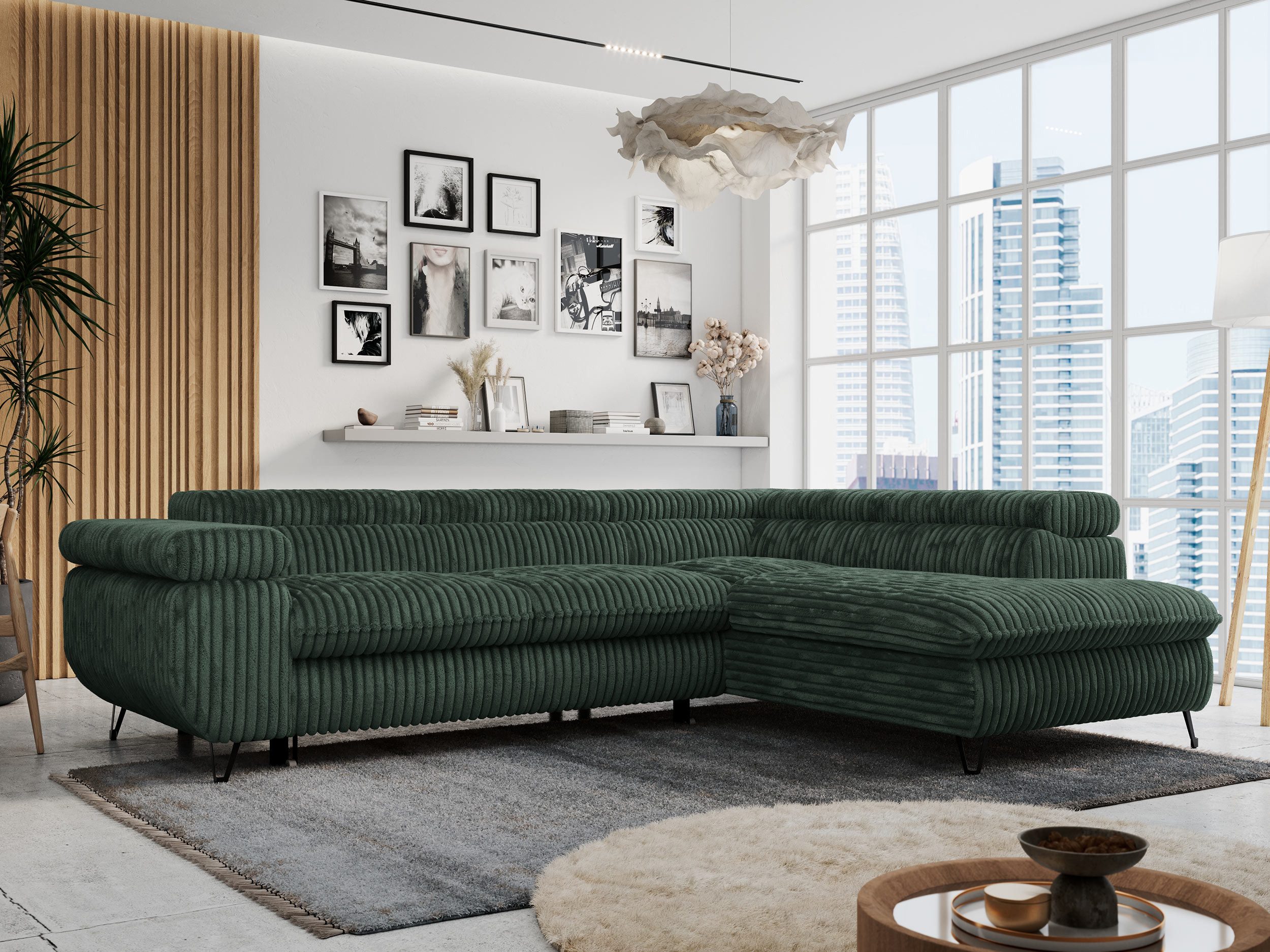 MKS MÖBEL Ecksofa PETER L, Set, Ecksofa L-form, HR35-Schaum, Wellenfederkern, Bettfunktion, Einstellbare Kopfstützen, Bettkasten