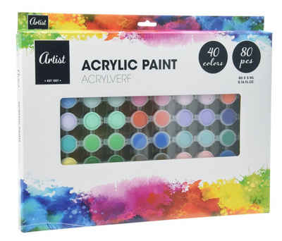 Spetebo Acrylfarbe Acrfarben-Set für Anfänger und Profis - 80 x 5 ml, Leuchtende Künslter Farben für Acrylmalerei