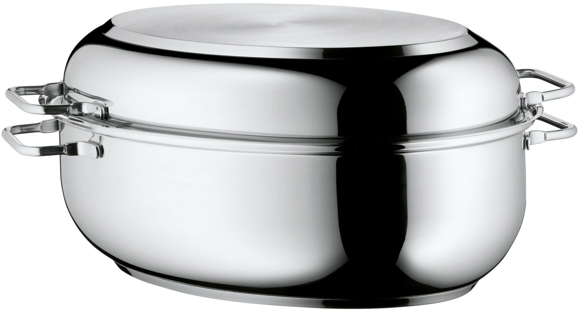 WMF Bräter Schmortopf mit Deckel, Induktion, backofengeeignet, Cromargan® Edelstahl Rostfrei 18/10, Deckel als Induktionspfanne nutzbar, inklusive Fleischthermometer