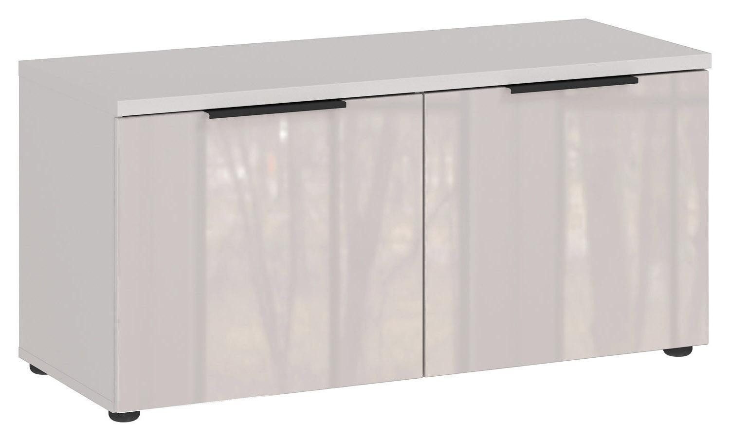 GERMANIA Schuhbank GENOVA, 2 Türen, Creme, Holzwerkstoff, Glasfront, B 97 x H 47 x T 40 cm