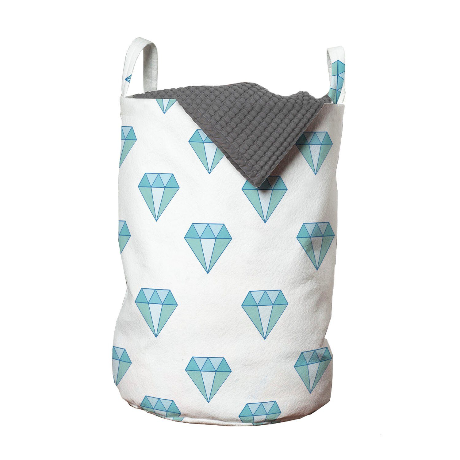 Abakuhaus Wäschesäckchen Wäschekorb mit Griffen Kordelzugverschluss für Waschsalons, Türkisblau Diamant-Motiv | Wäschesäcke