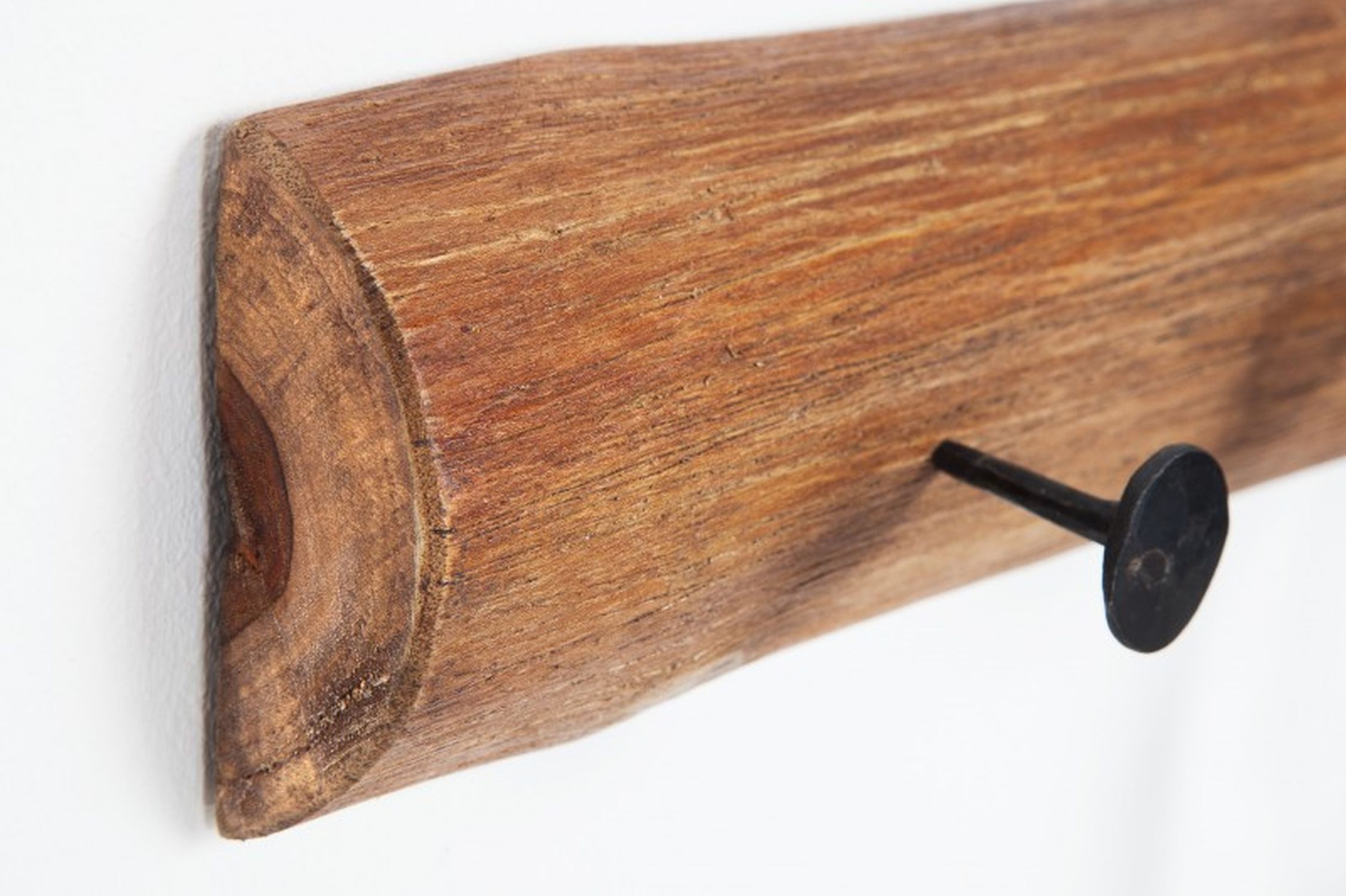 Licht-Erlebnisse Wandgarderobe ERNIE (1 St), Garderobenhaken 50 cm Teak Holz Handarbeit Flur Hakenleiste