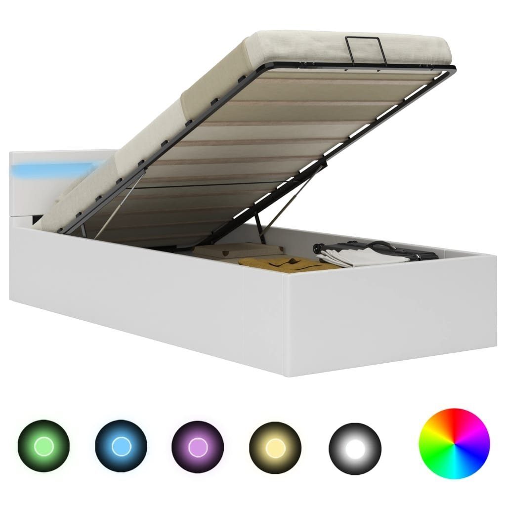 vidaXL Stauraumbett inkl. LED in Weiß (BxH: 97x73 cm)