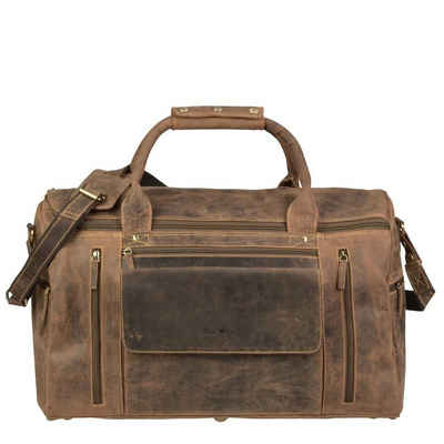 Greenburry Reisetasche "Vintage" Leder, Weekender, Leder antikbraun, 53x34x26cm, Sporttasche