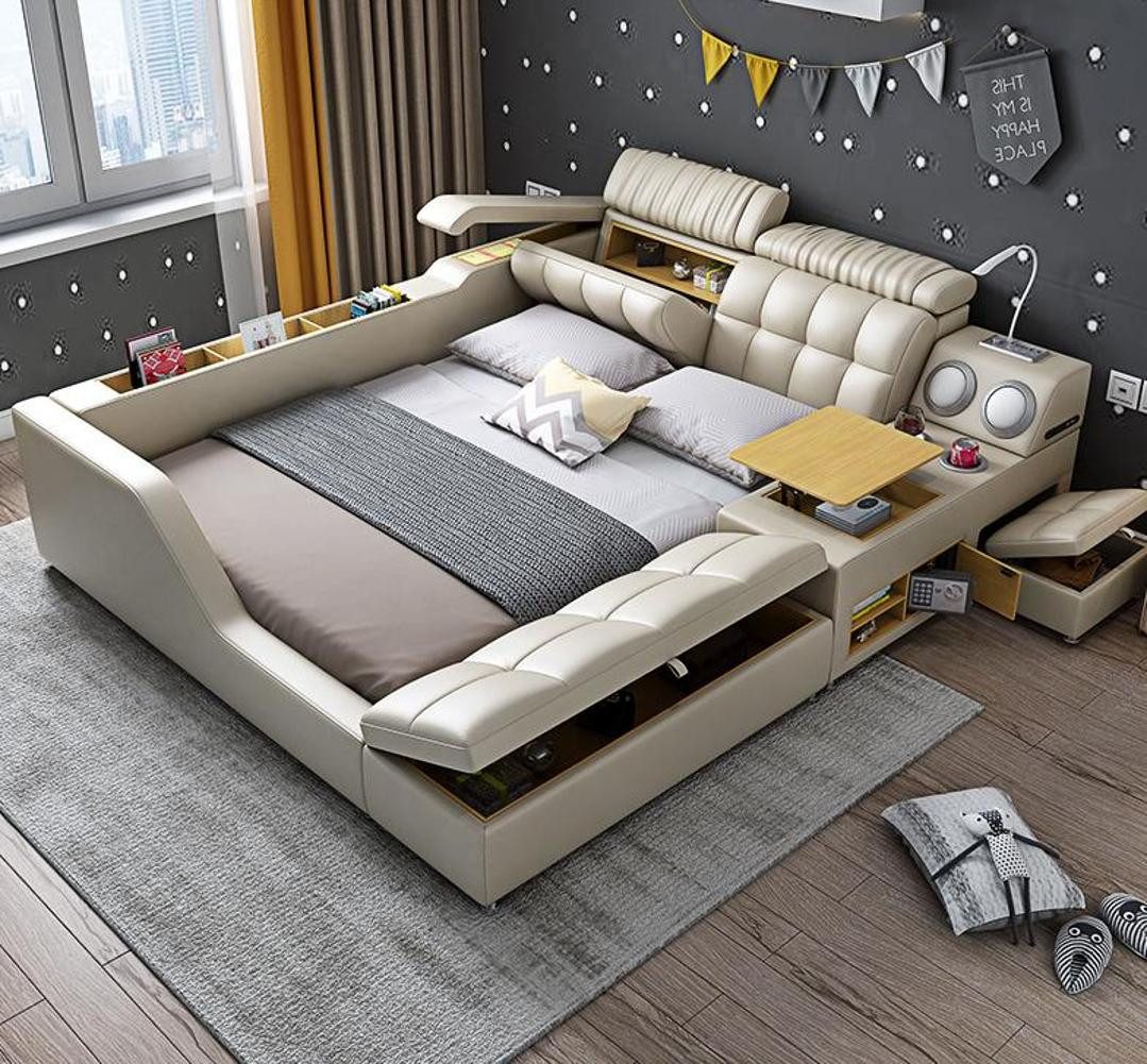 Xlmoebel Multimediabett Polsterbett in elegantem Design mit hochwertiger Polsterung (1-tlg., Multifunktions Bett), Hergestellt in Europa