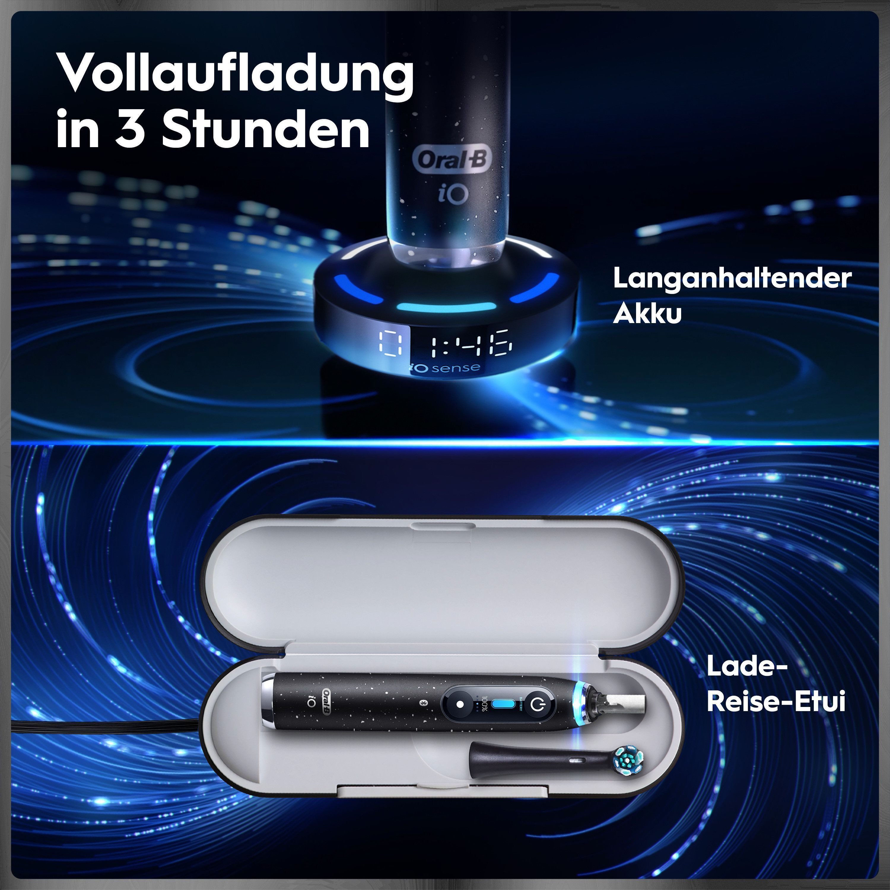 Oral-B Elektrische Zahnbürste Oral-B iO Series 10, Aufsteckbürsten: 1 St., 1 Aufsteckbürste, Aufsteckbürstenhalter, Lade-Reise-Etui, iO Sense Zahnputz-Coach, Sc – Bild 5 von 5